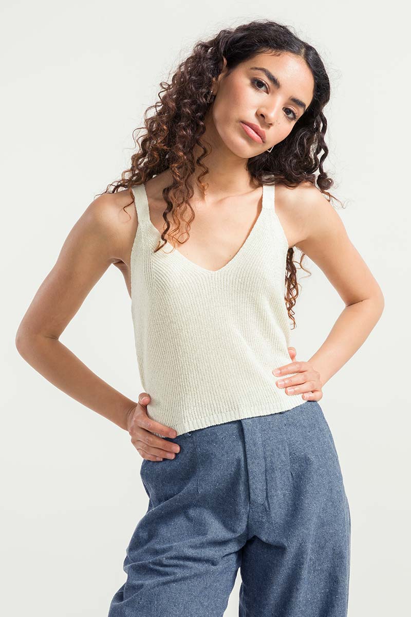 Sourire Multicolore Tops Grace caraco écru en soie recyclée