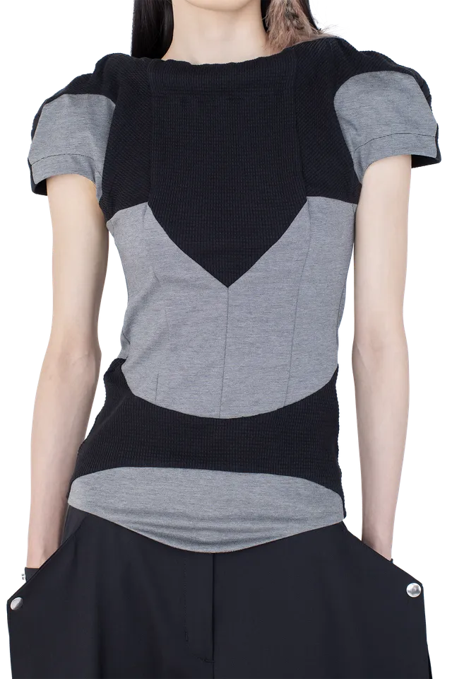 Kiko Kostadinov Tops COMPASS Jersey Top haut Iron Grey / Black, coupe ajustée