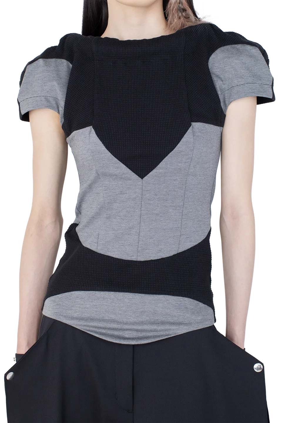 Kiko Kostadinov Tops COMPASS Jersey Top haut Iron Grey / Black, coupe ajustée