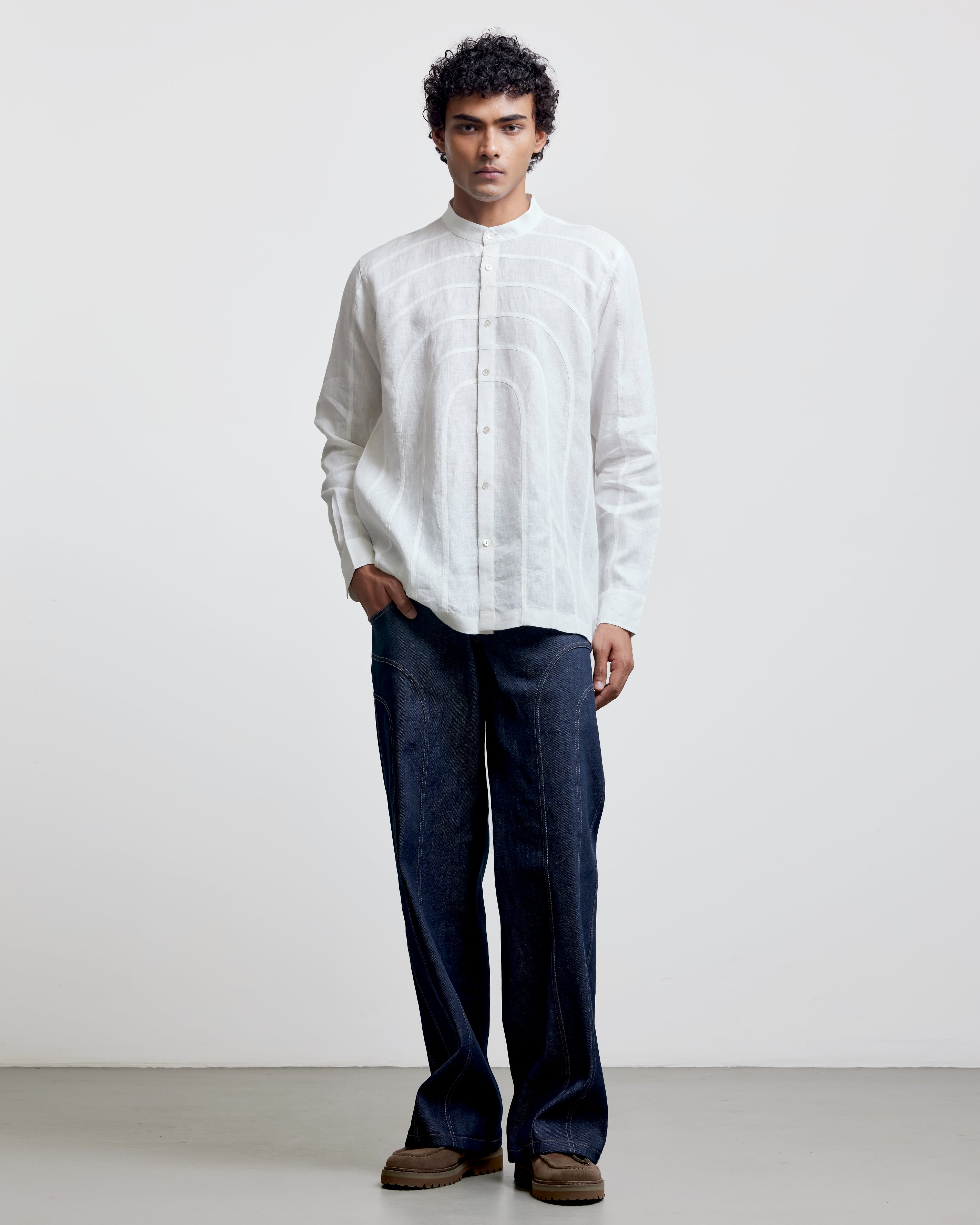COUNTRYMADE Shirts ARCH ECHO PANEL SHIRT en lin à panneau appliqué