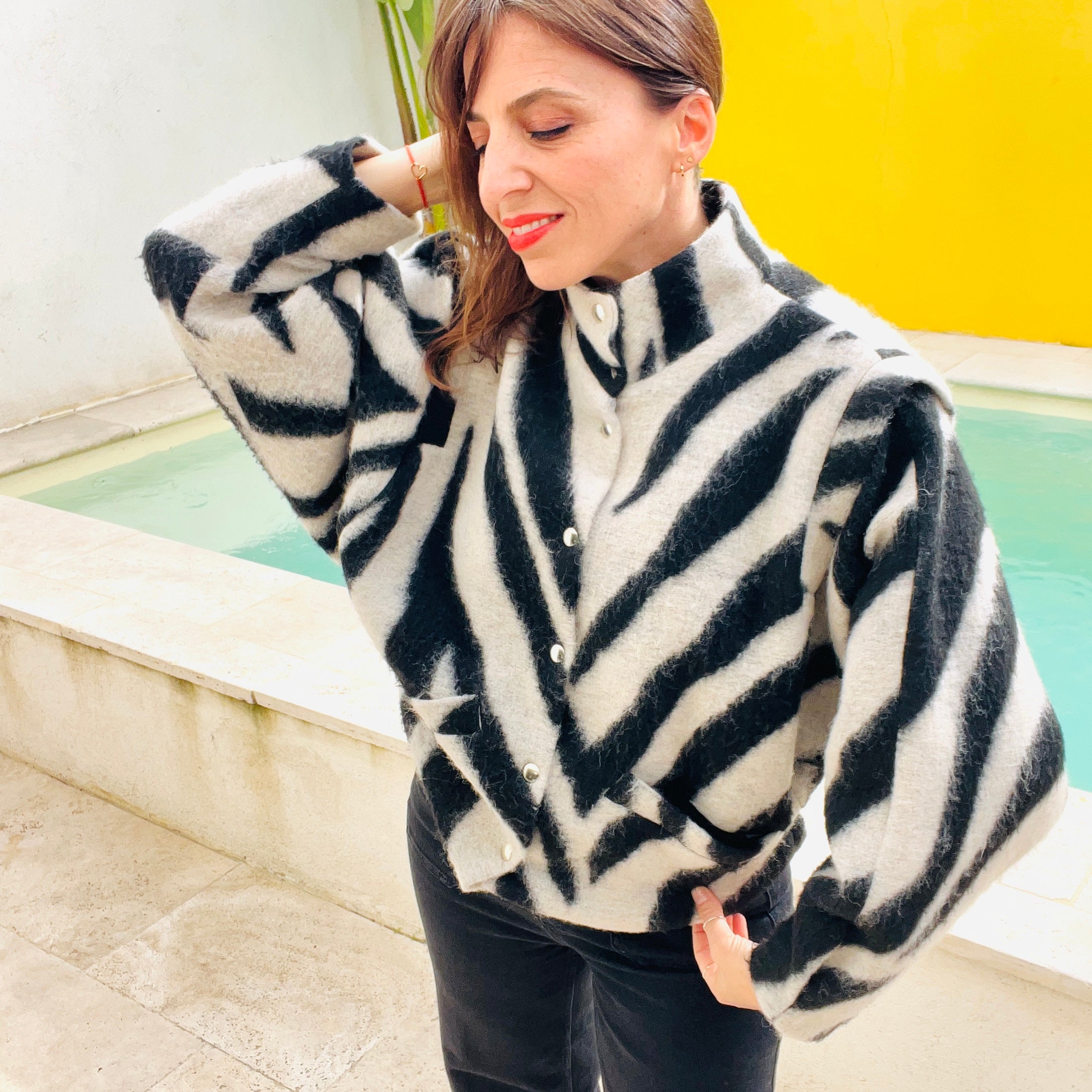 PANTRUCHE Vestes MOON blouson zèbre en laine doublé