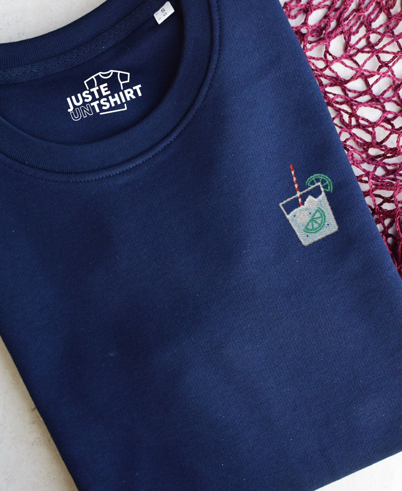 Juste Un T-shirt Sweats Brodés Gin tonic sweat brodé gris chiné