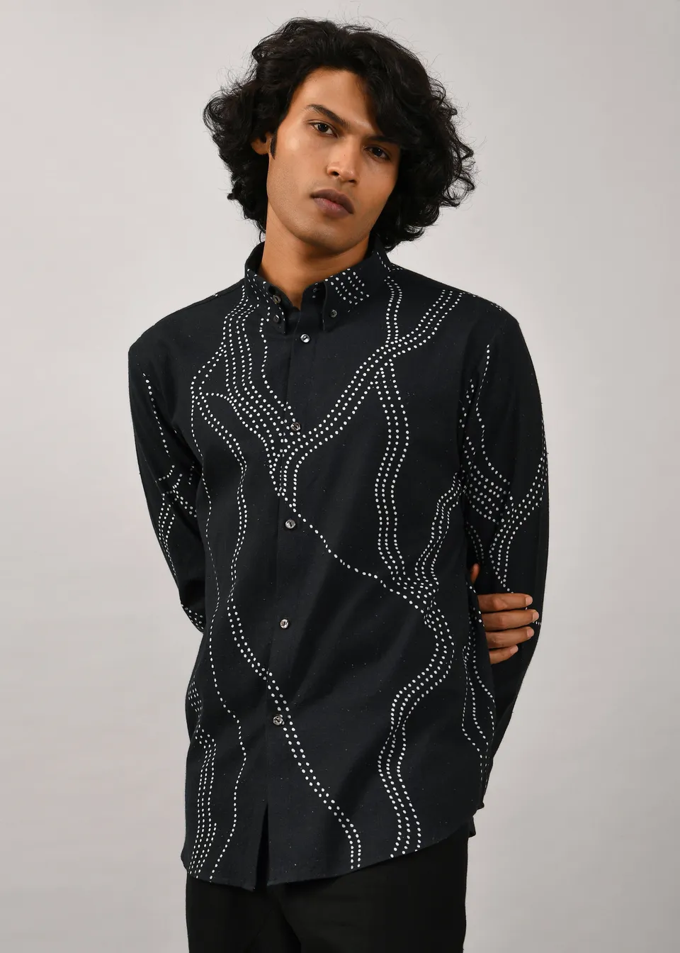 COUNTRYMADE Shirts Constellation Print Shirt chemise noire en coton imprimé