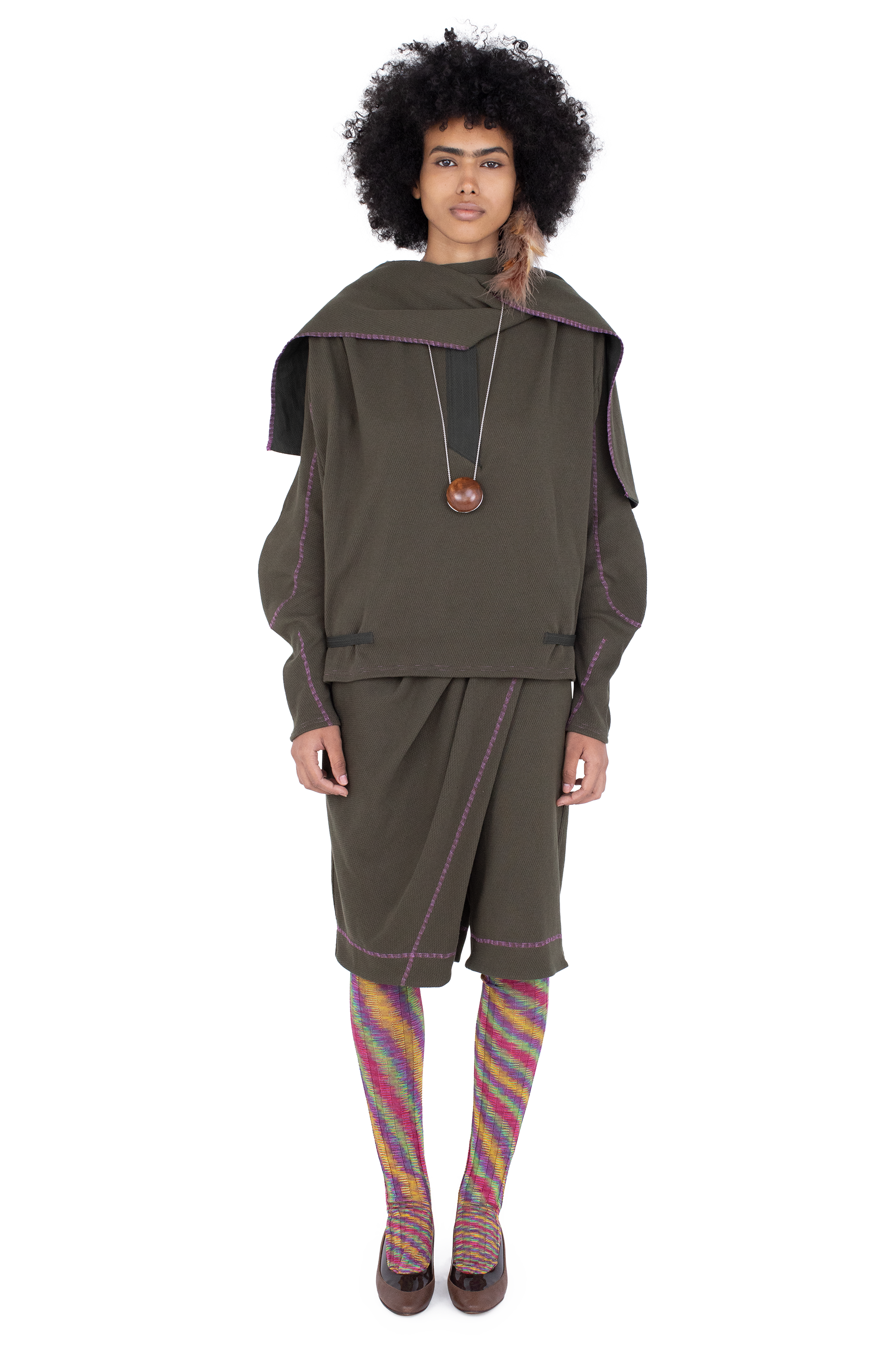 Kiko Kostadinov Tops PETREL Hooded Pullover pull Cedar Green coton