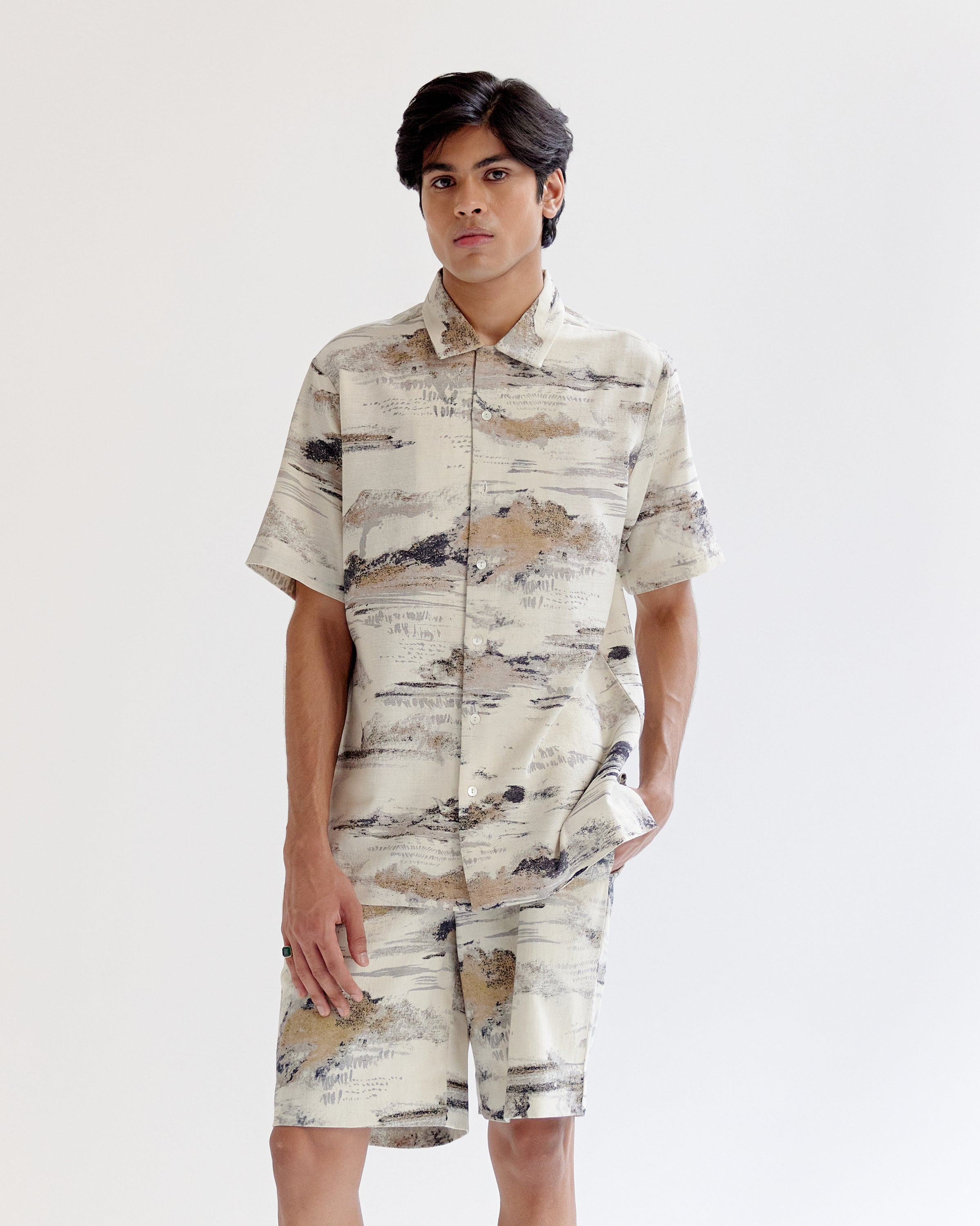 COUNTRYMADE Shirts Arid Brush stroke Shirt chemise en lin imprimée