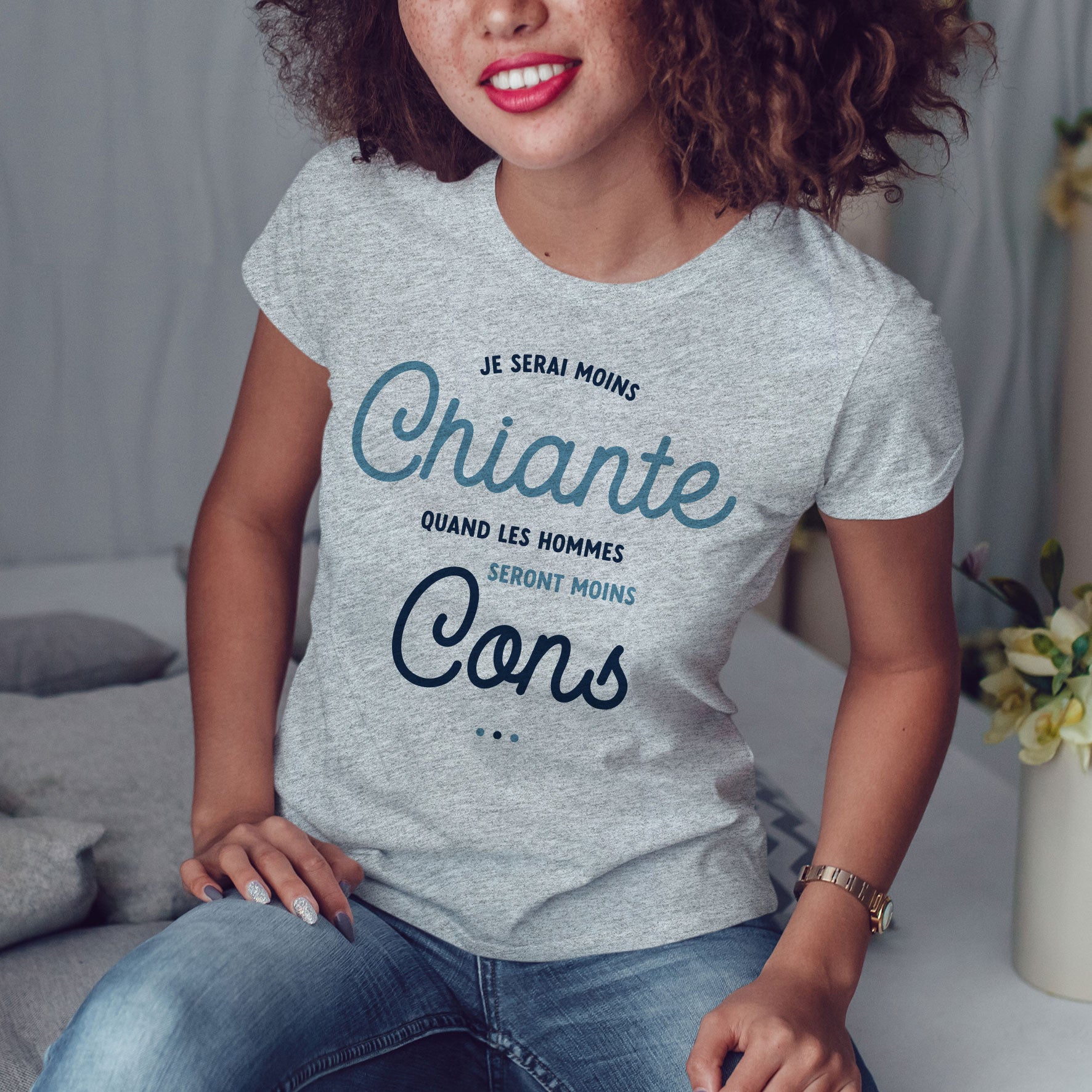 Juste Un T-shirt T-shirts Imprimés Je serai moins chiante t-shirt femme imprimé