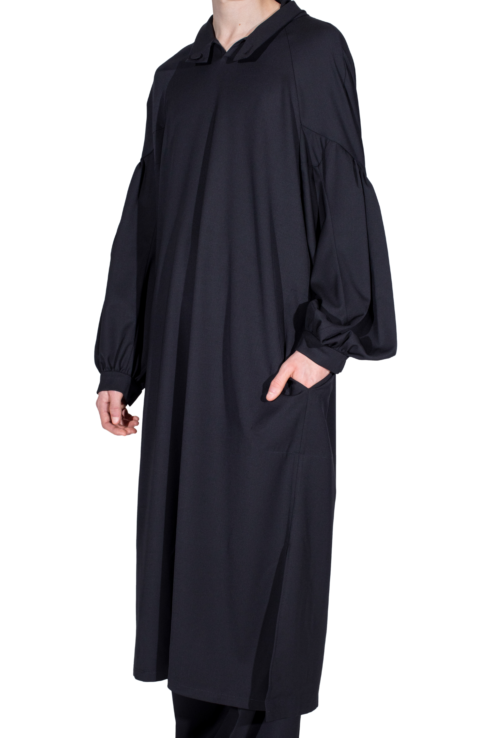 Kiko Kostadinov Shirts EVERS Long Shirt chemise Crow Black laine légère