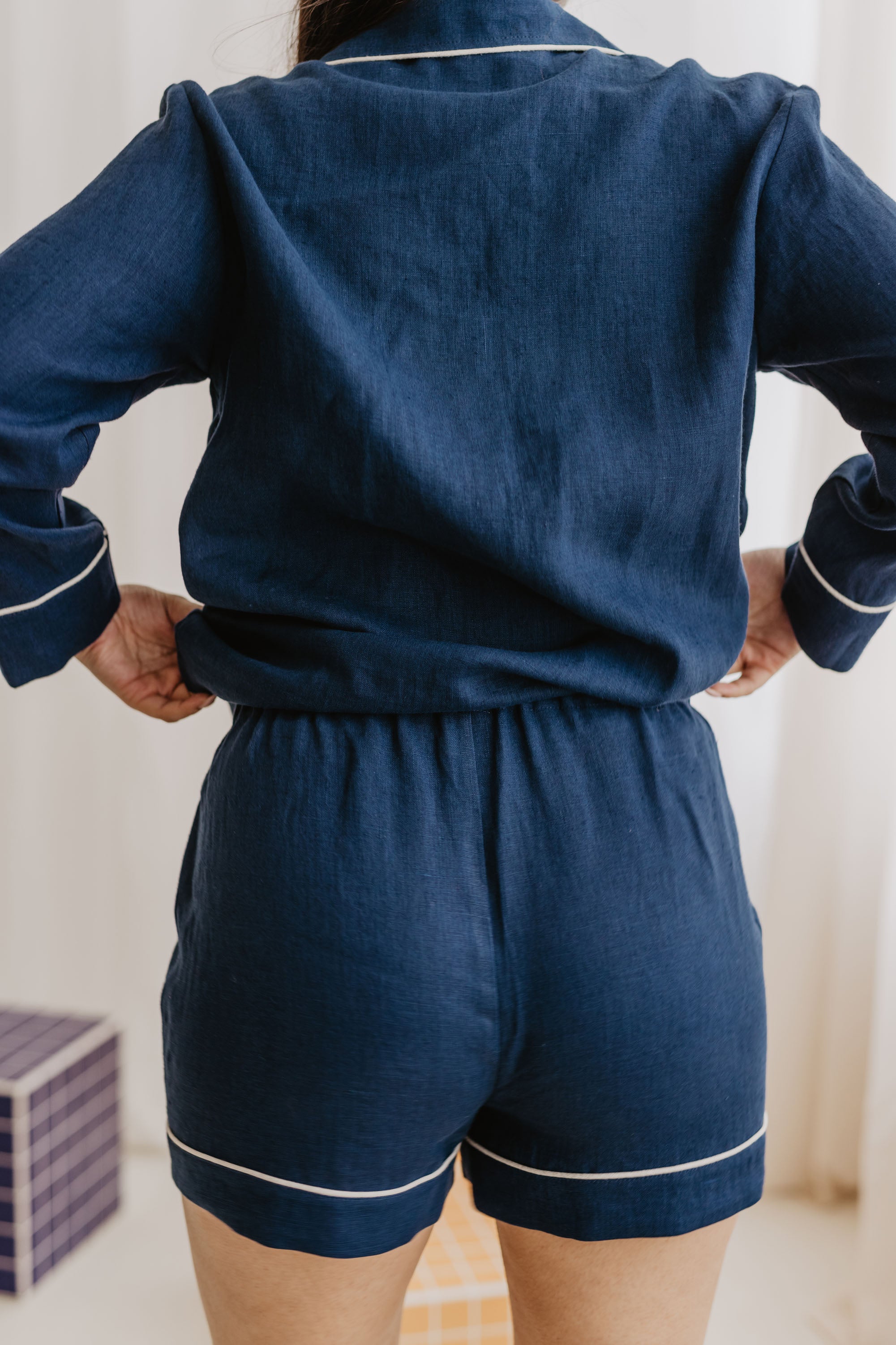 Laumė linen Loungewear PILNATIS pyjama en lin rouge baie XS