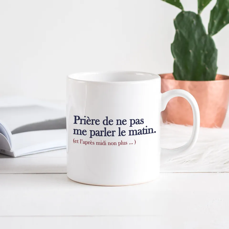 Juste Un T-shirt Mugs Prière de ne pas me parler matin mug humour