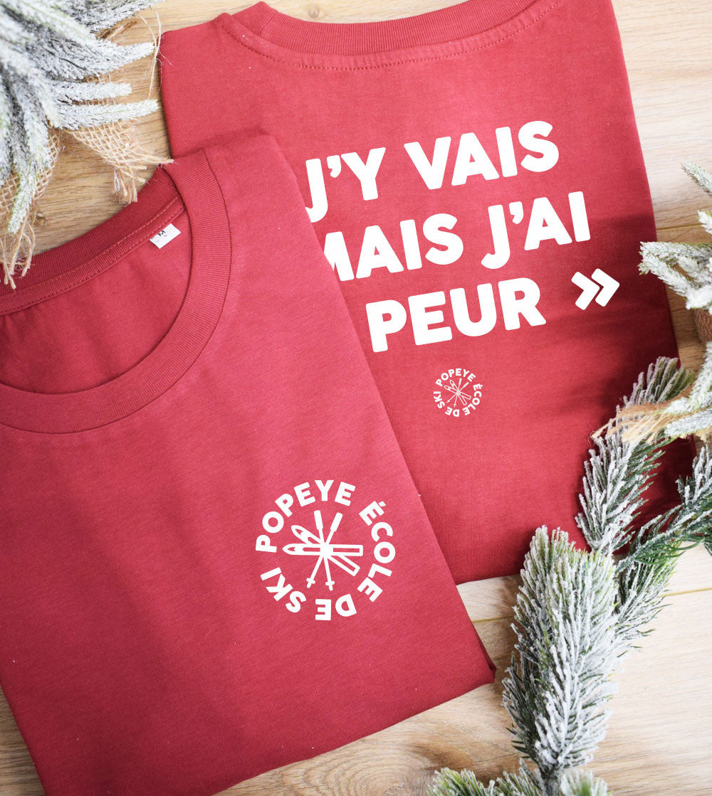 Juste Un T-shirt T-shirts Imprimés J'y vais mais j'ai peur T-shirt blanc ski