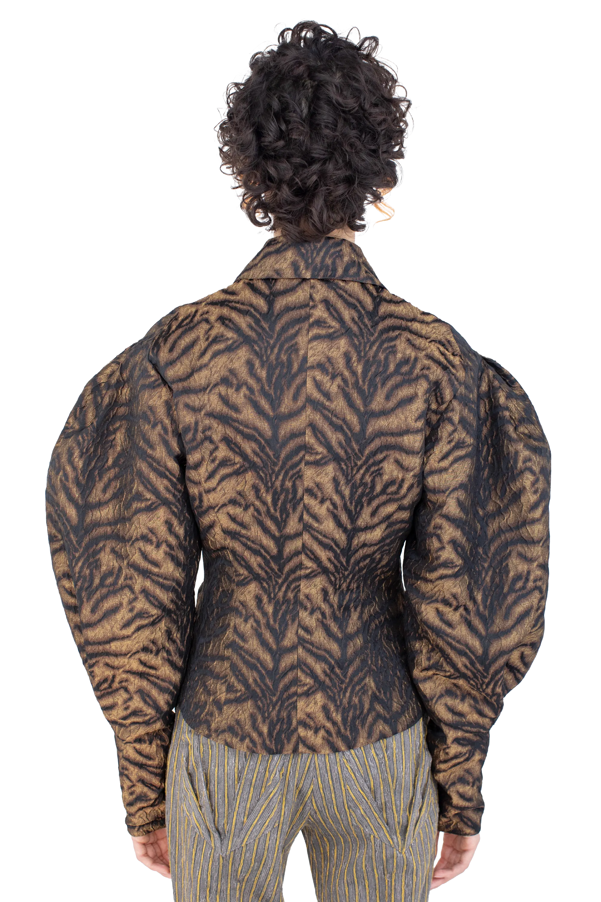 Kiko Kostadinov Outerwear ISTRIAN Jacket veste Bronze Tiger 34-42 épaules plissées