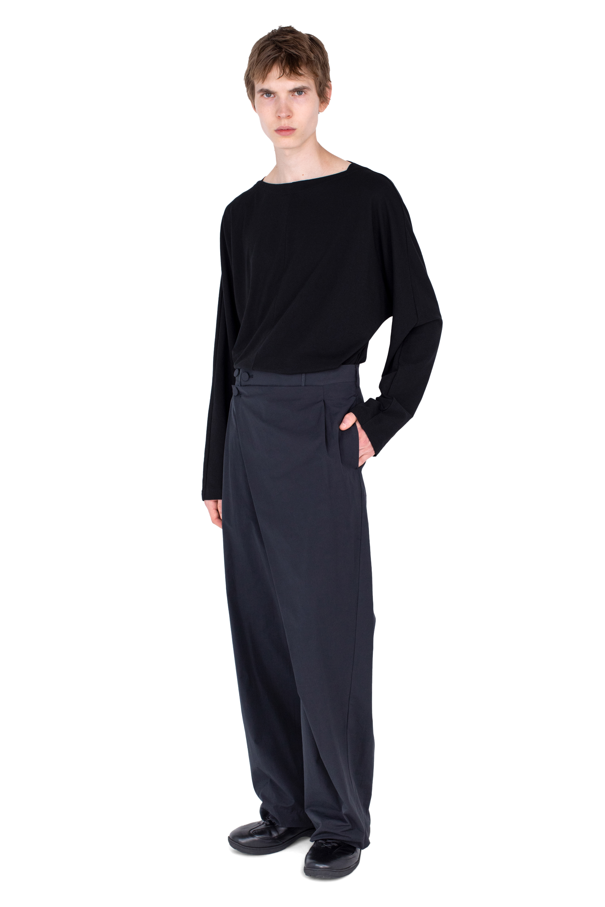 Kiko Kostadinov Bottoms KIPPEL Wrap Trousers pantalon Pitch Black 44-52 nylon