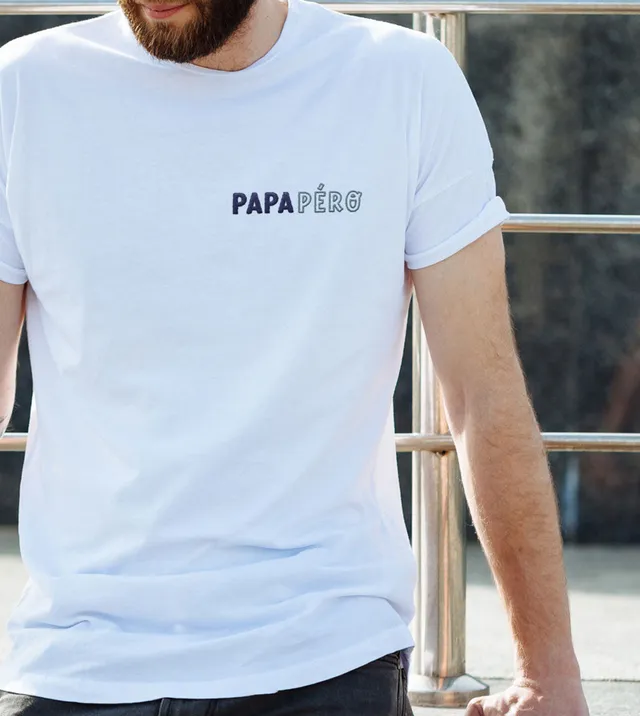 Juste Un T-shirt T-shirts Brodés Papapéro t-shirt brodé S blanc papa