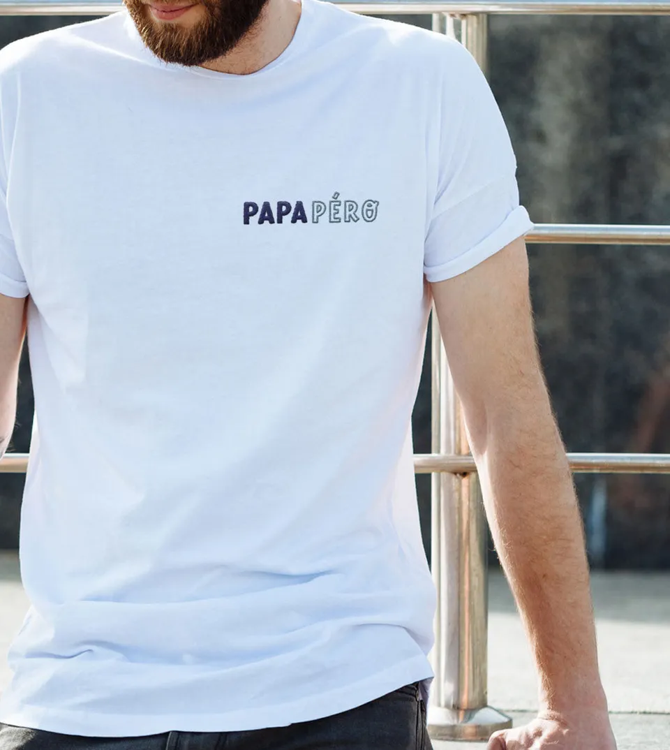 Juste Un T-shirt T-shirts Brodés Papapéro t-shirt brodé S blanc papa