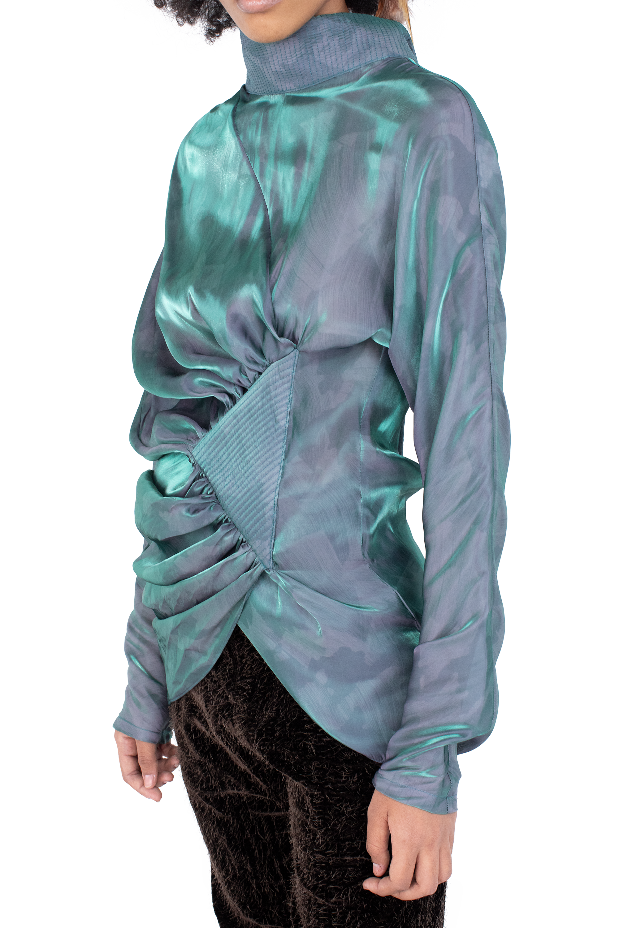 Kiko Kostadinov Tops JACANA Blouse blouse Cobalt Brush en satin imprimé