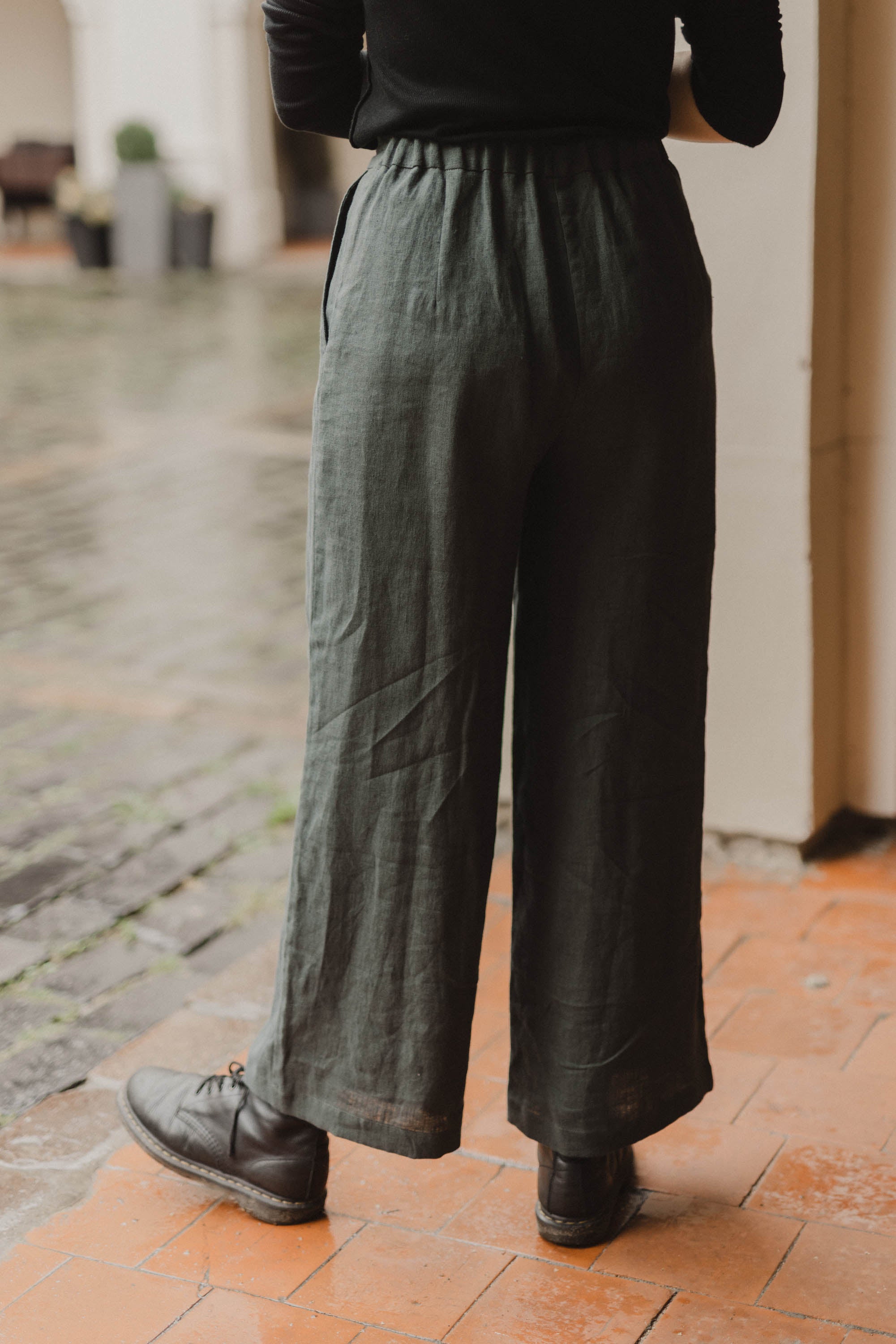Laumė linen Linen Bottoms Iris pantalon femme en lin 100 % Forest Green