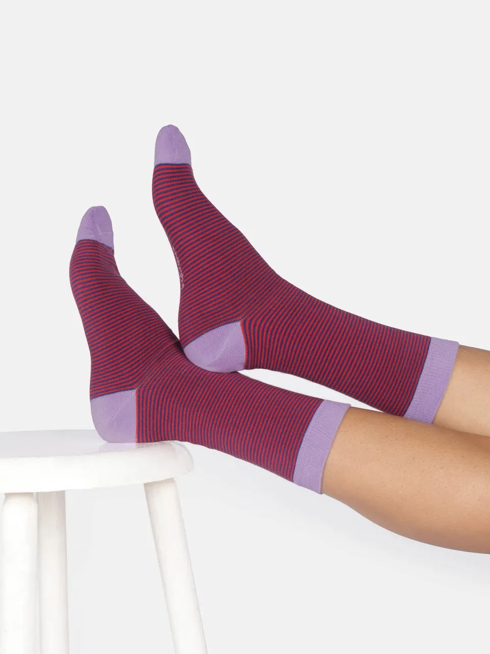 Sourire Multicolore Chaussettes femme rayures rouges chaussettes 36/40 en modal