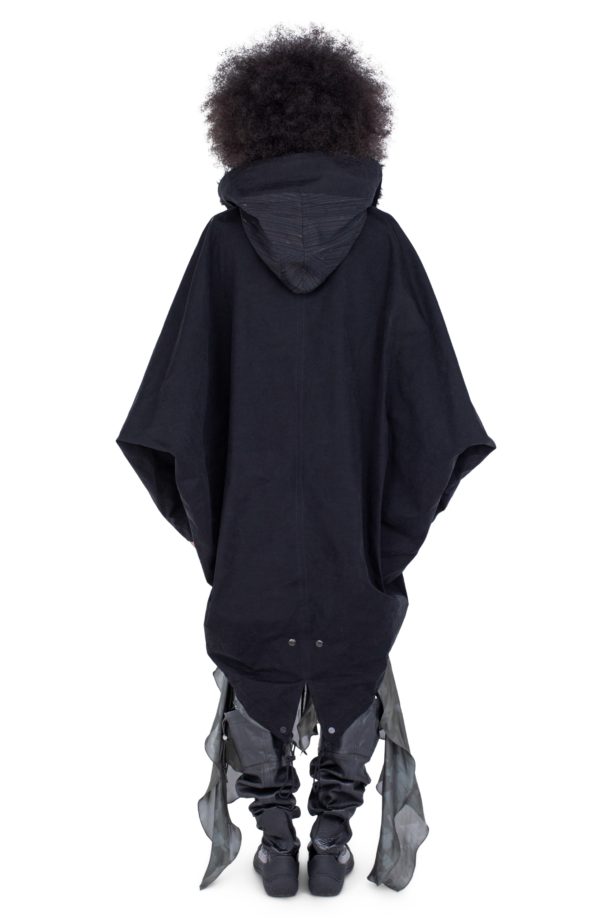 Kiko Kostadinov Outerwear BITTERN poncho Onyx Black capuche amovible