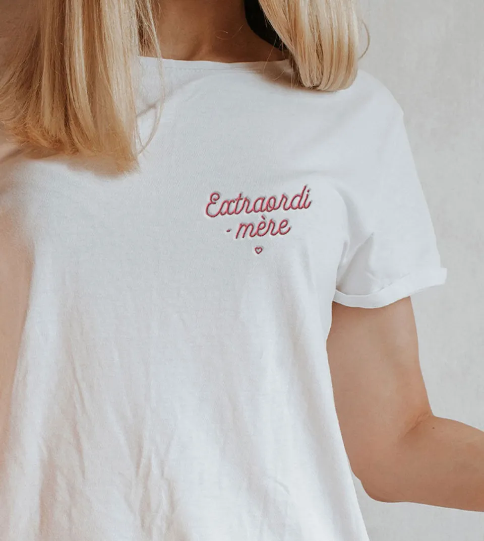 Juste Un T-shirt T-shirts Brodés Extraordi-mère T-shirt femme coton bio