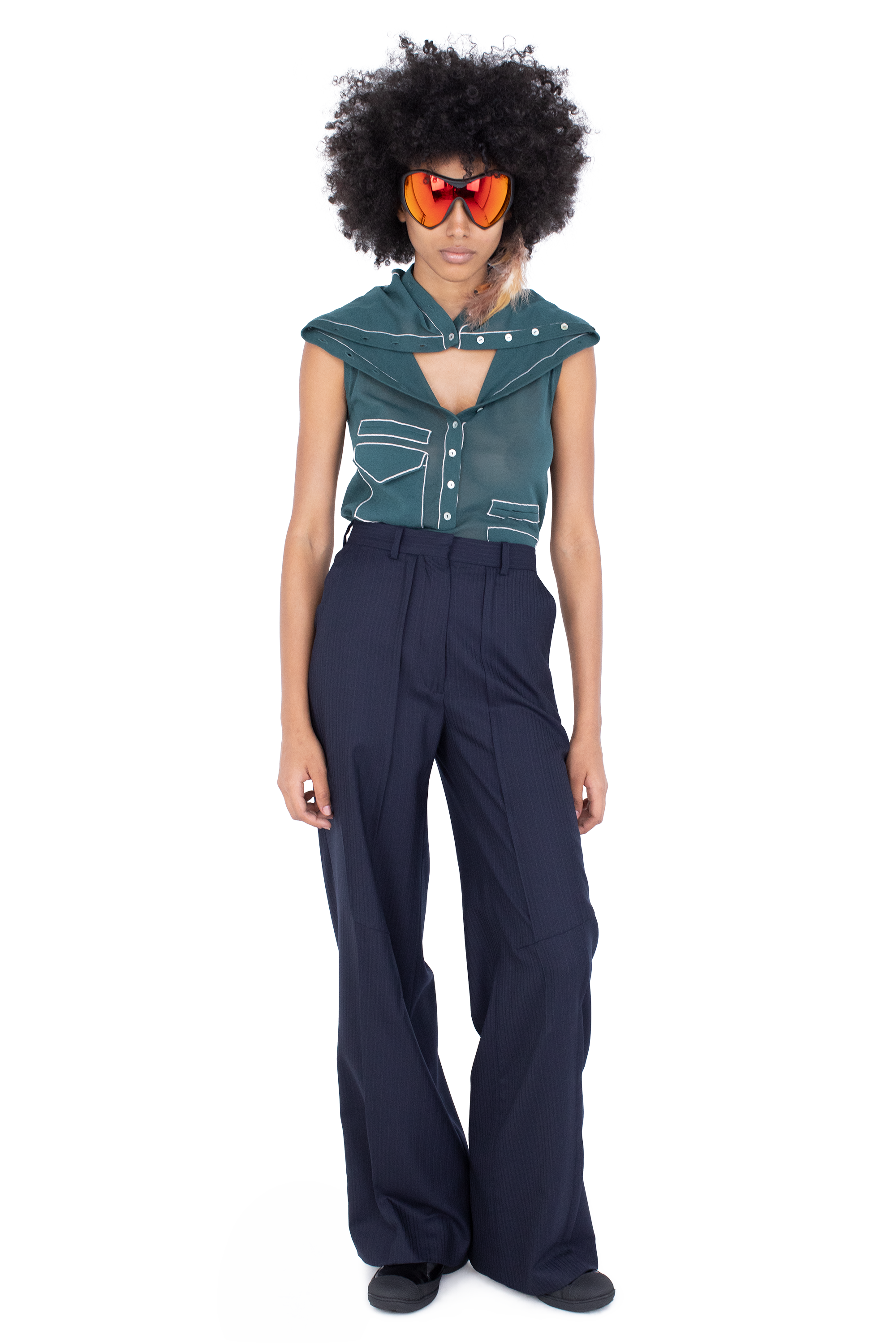 Kiko Kostadinov Bottoms TRIPOLINA Tailored Trousers pantalon Navy laine