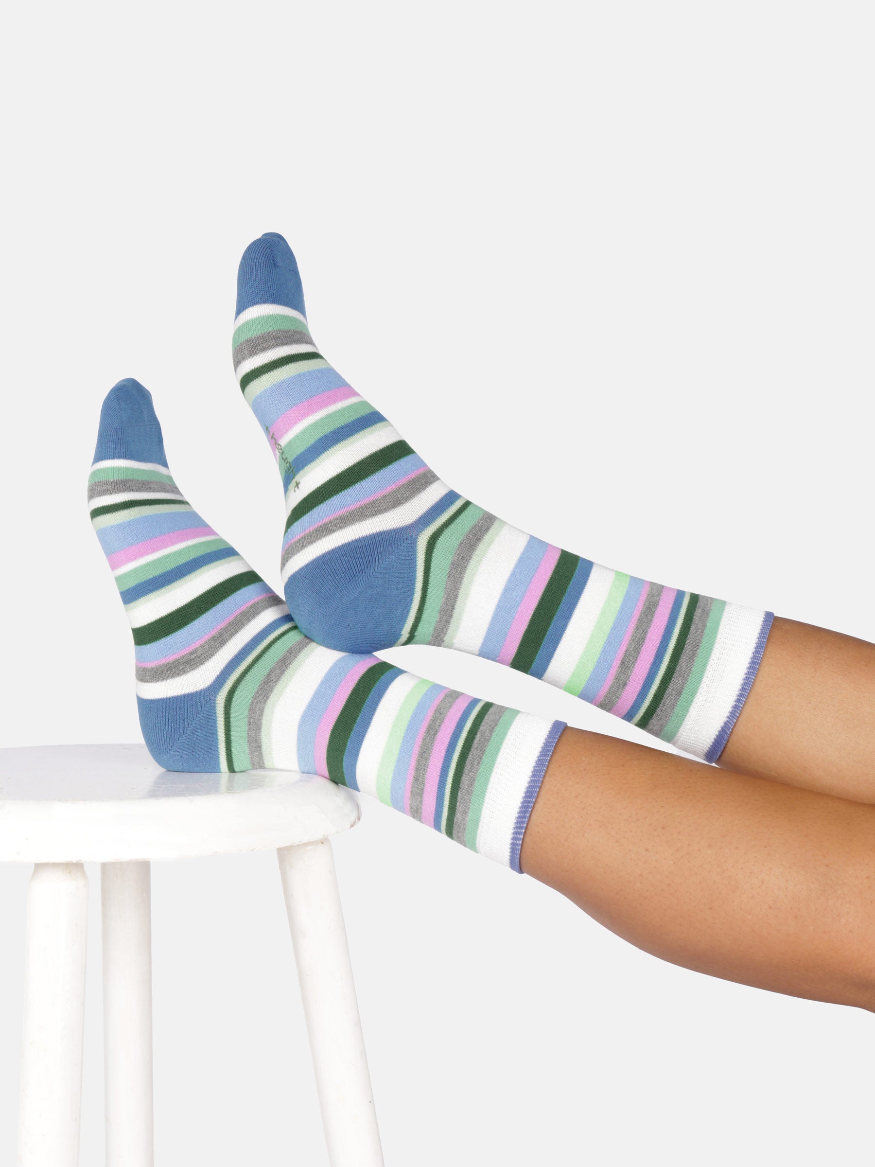 Sourire Multicolore Chaussettes femme Chaussettes rayures bleu,vert, parme chaussettes pastel 36/40 en bambou