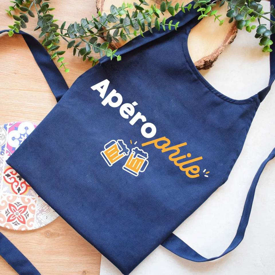 Juste Un T-shirt Tabliers Apérophile tablier bleu marine ou naturel