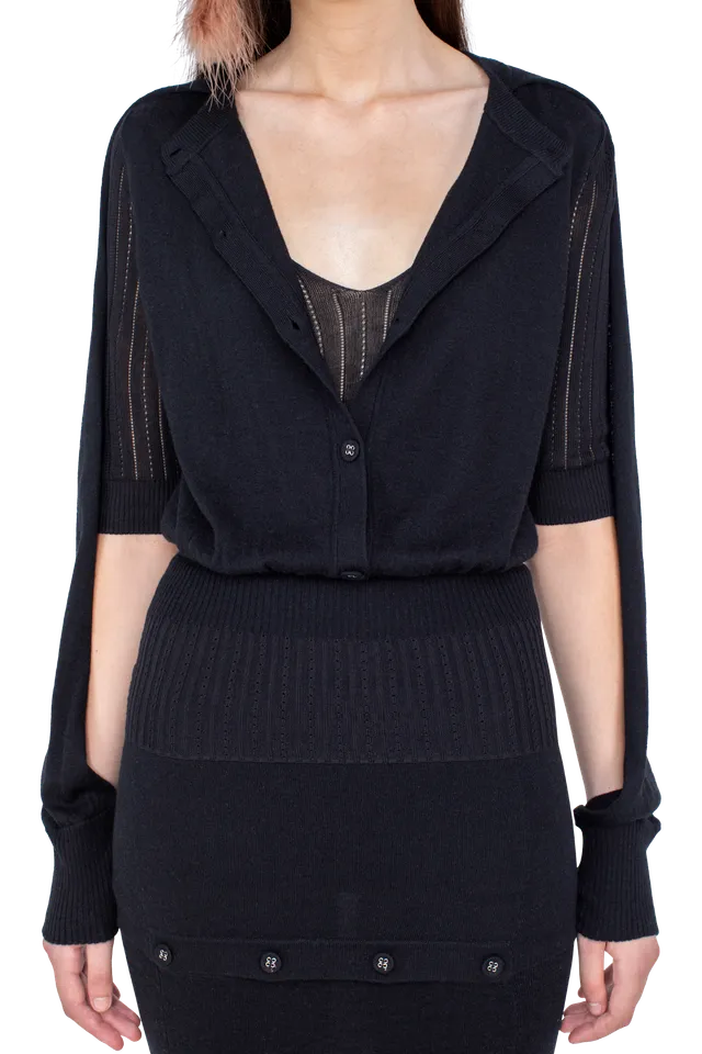 Kiko Kostadinov Knitwear CORELLA Double Sleeve Jumper pull noir Nebular