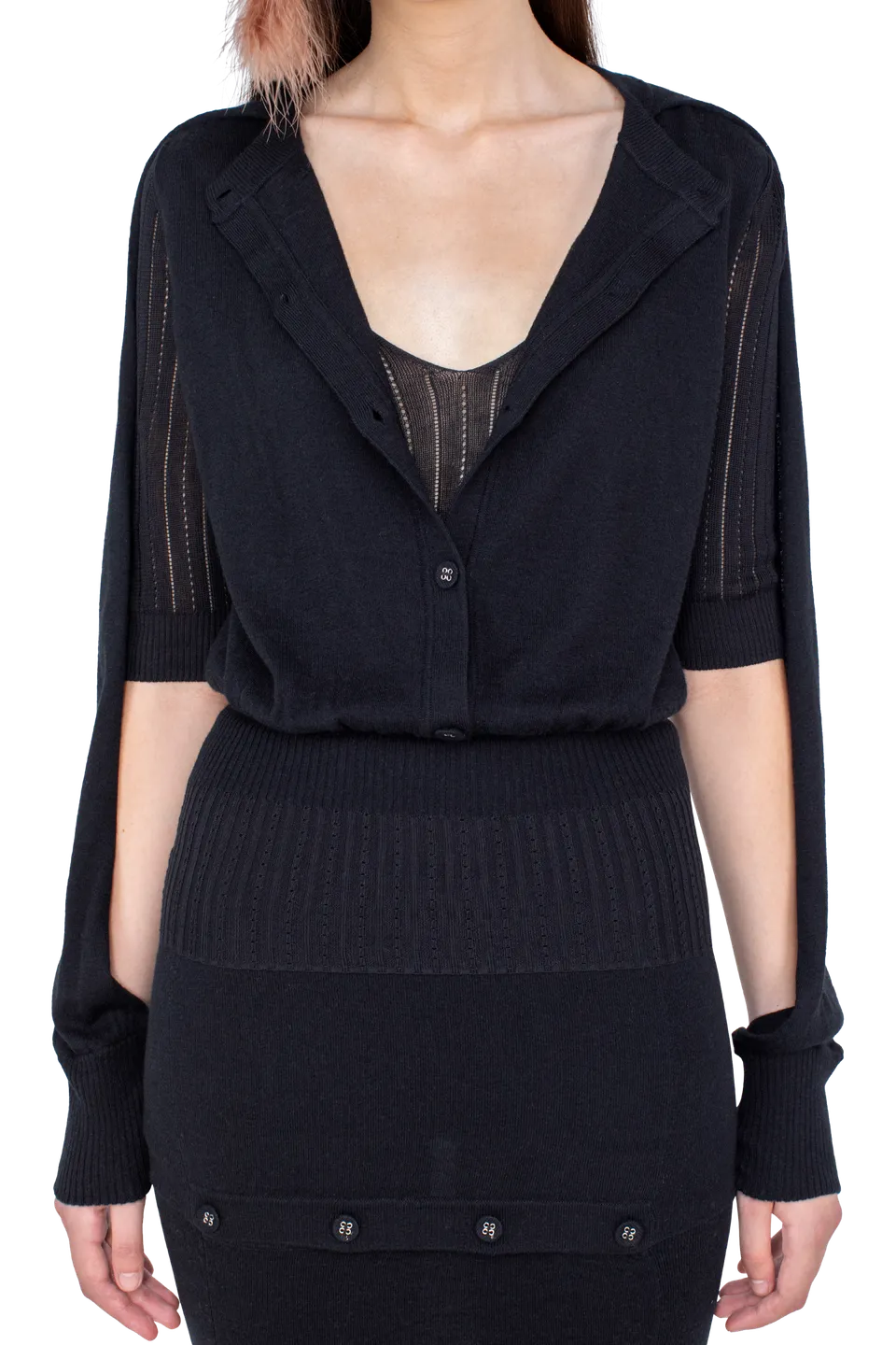 Kiko Kostadinov Knitwear CORELLA Double Sleeve Jumper pull noir Nebular