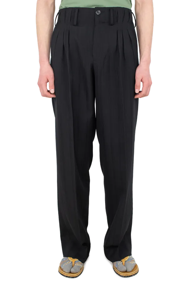 Kiko Kostadinov Bottoms TARHOS Pleated Trousers pantalon noir en laine texturée