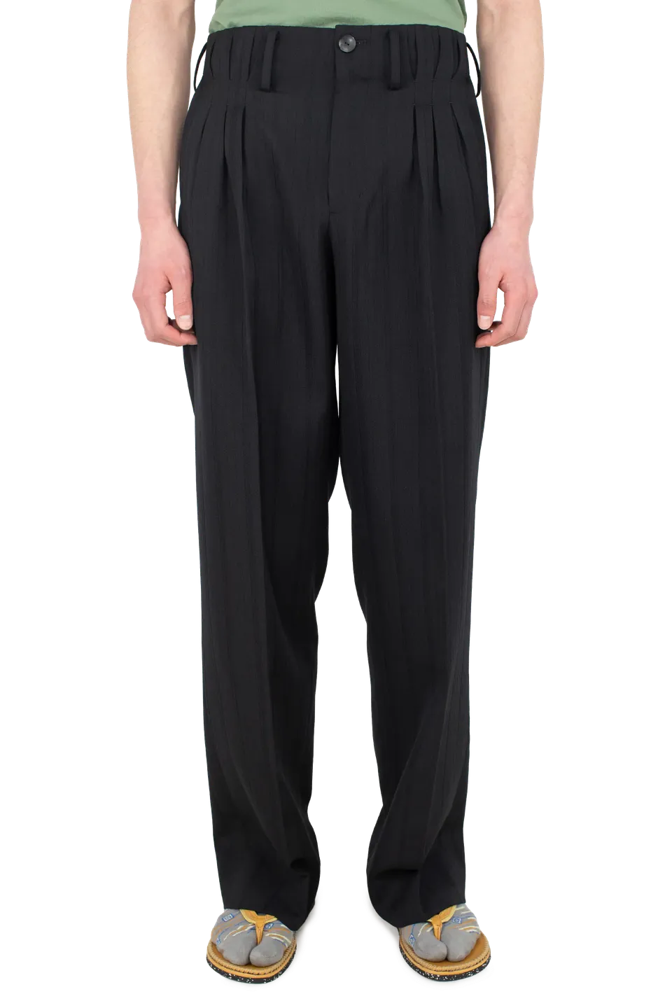 Kiko Kostadinov Bottoms TARHOS Pleated Trousers pantalon noir en laine texturée