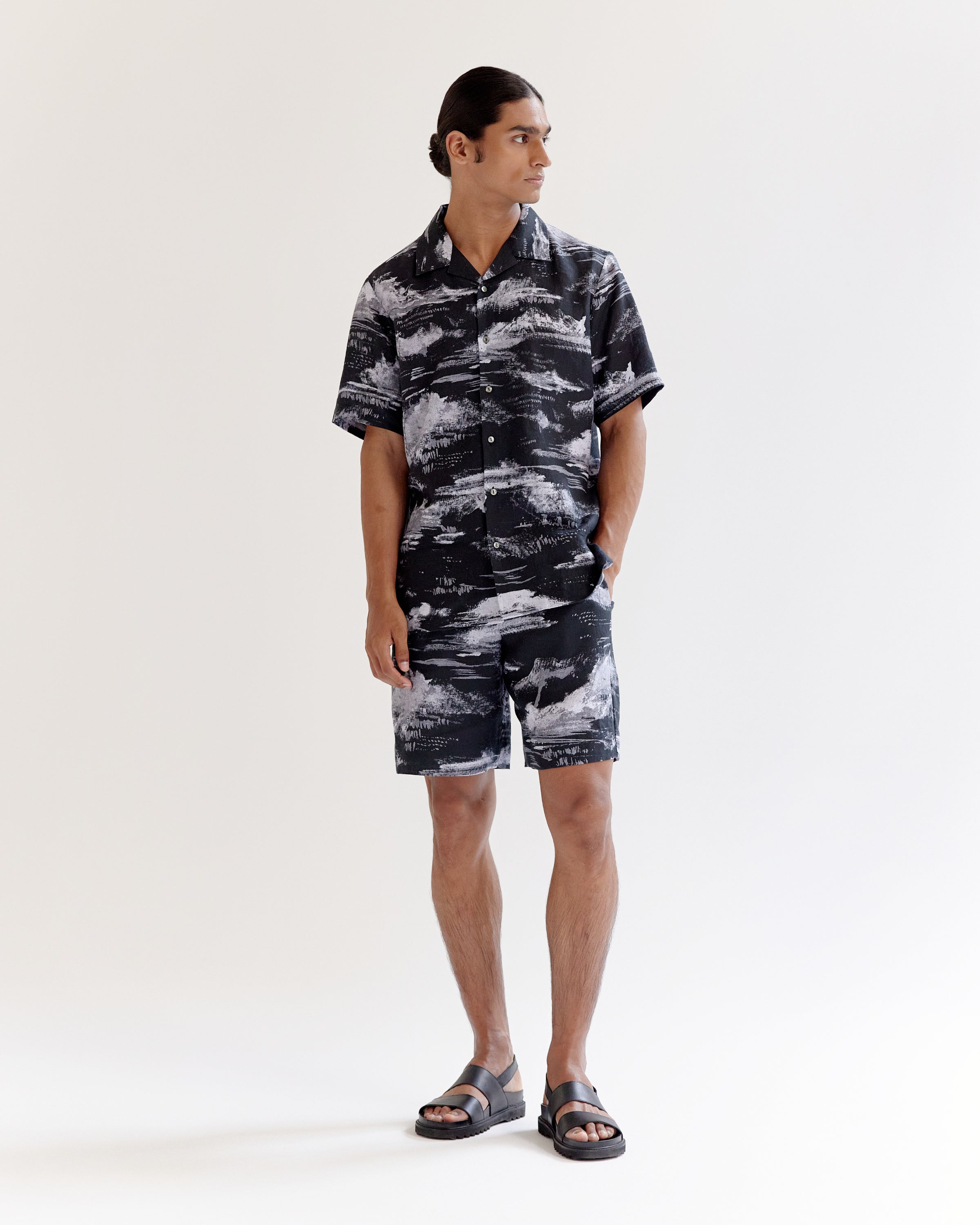 COUNTRYMADE Shirts Arid Brush stroke chemise en lin imprimé