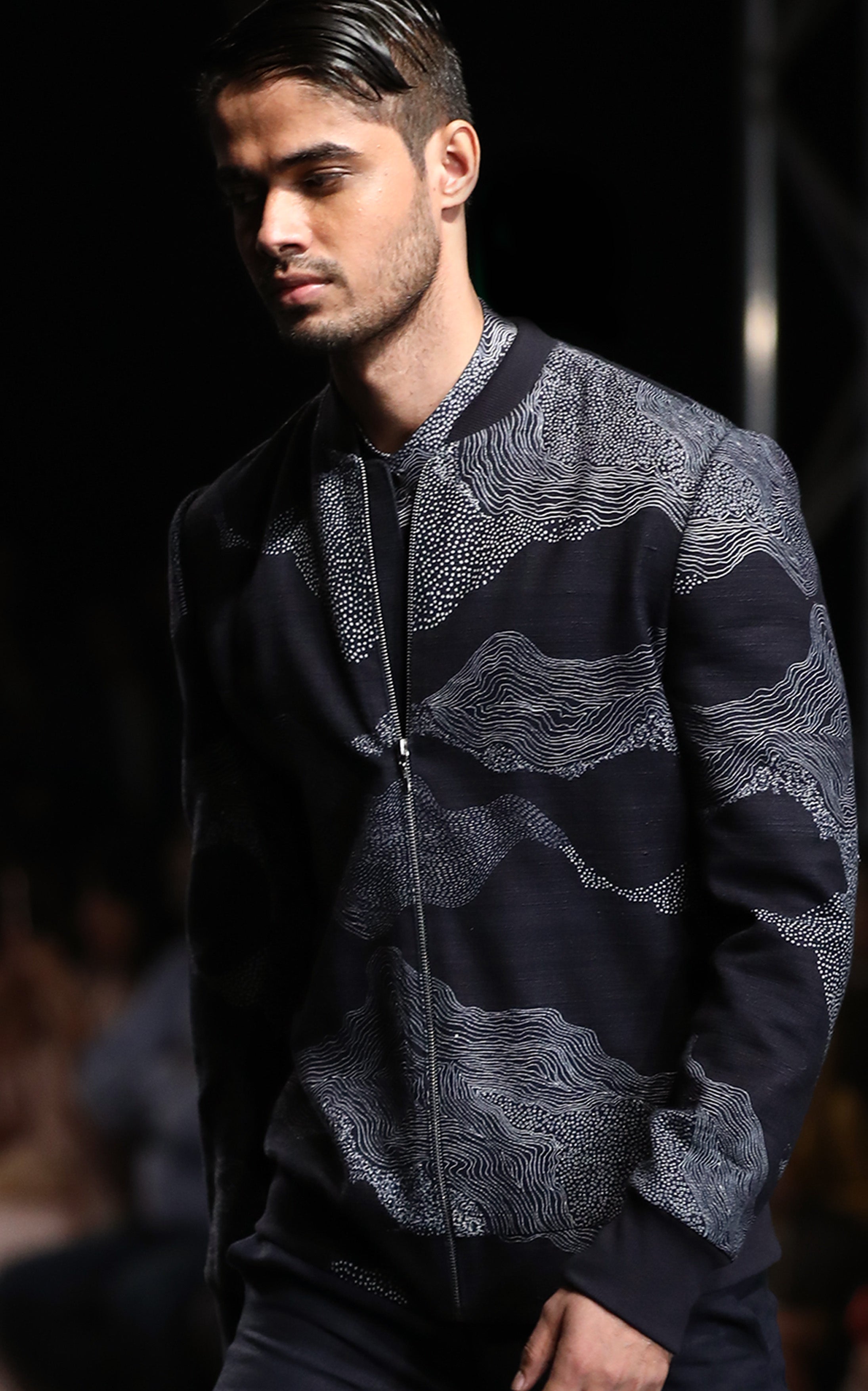 COUNTRYMADE Jackets Cloud Print Bomber veste bomber noire en coton soie