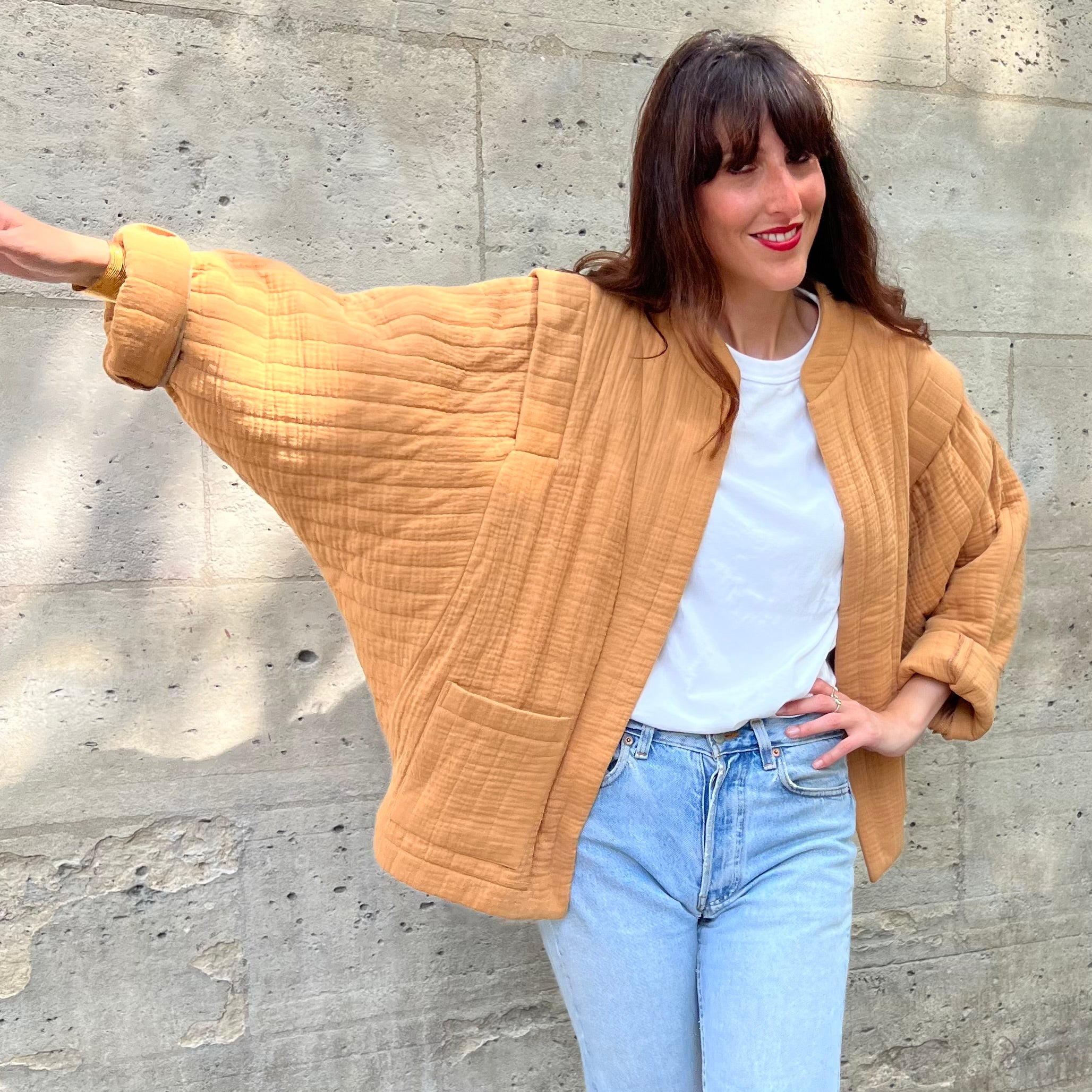 PANTRUCHE Vestes ISADORA miel veste S-M en coton matelassé