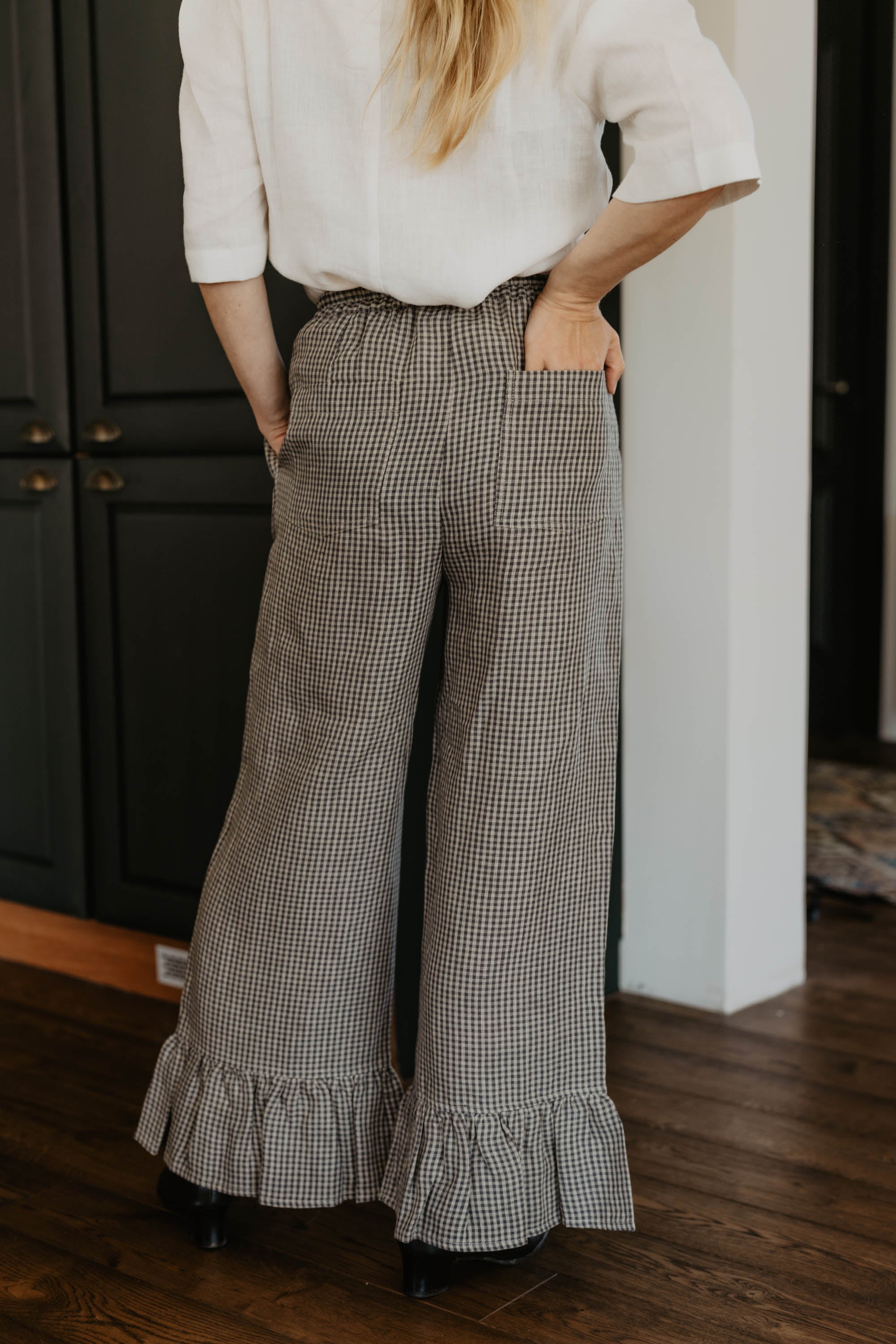 Laumė linen Linen Bottoms Biarritz pantalon en lin prune lune XS