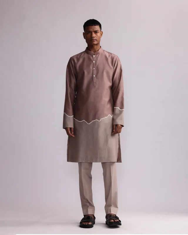 COUNTRYMADE Kurtas HALF AND HALF KURTA WITH MATCHING PANTS ensemble kurta chanderi brodé