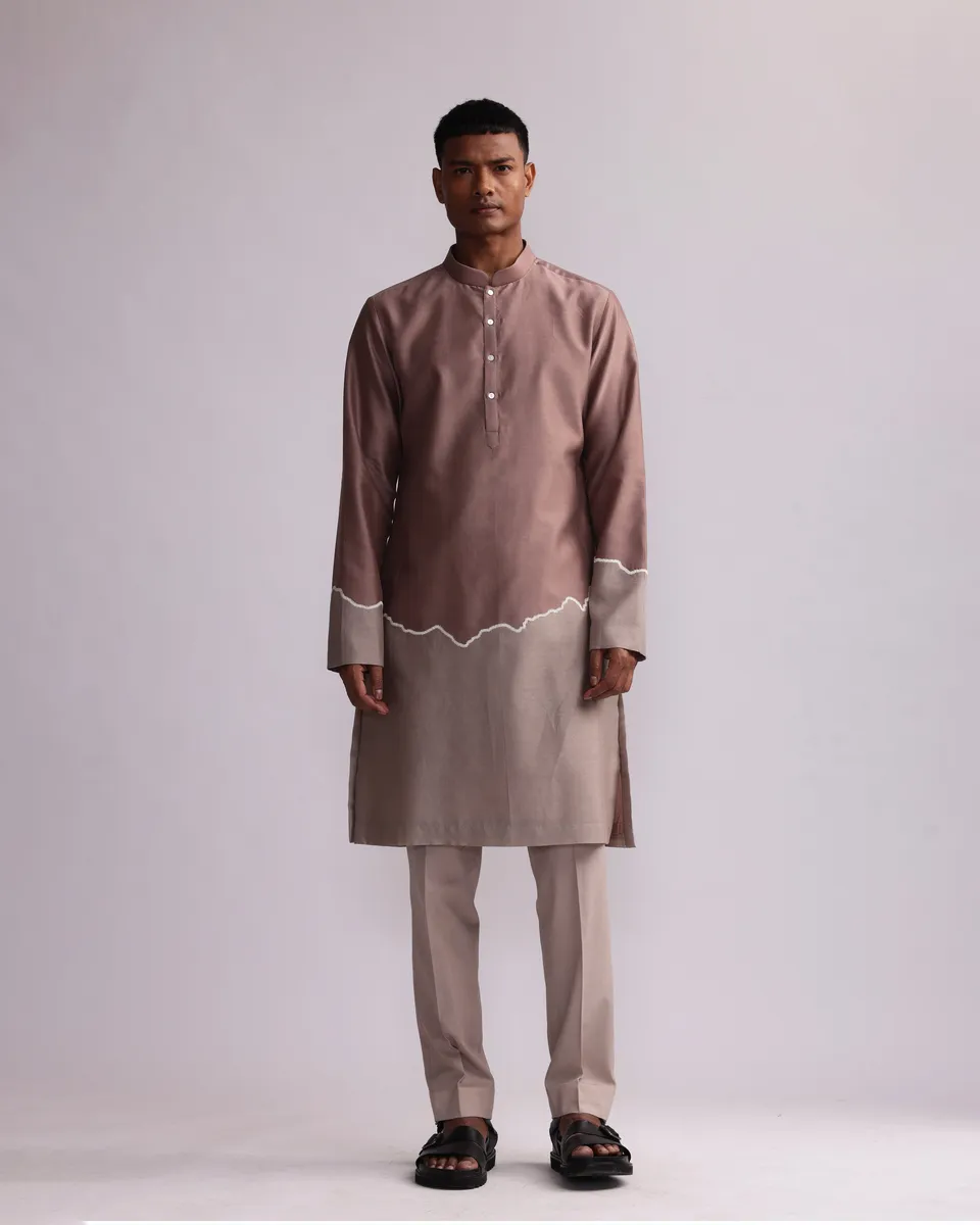 COUNTRYMADE Kurtas HALF AND HALF KURTA WITH MATCHING PANTS ensemble kurta chanderi brodé