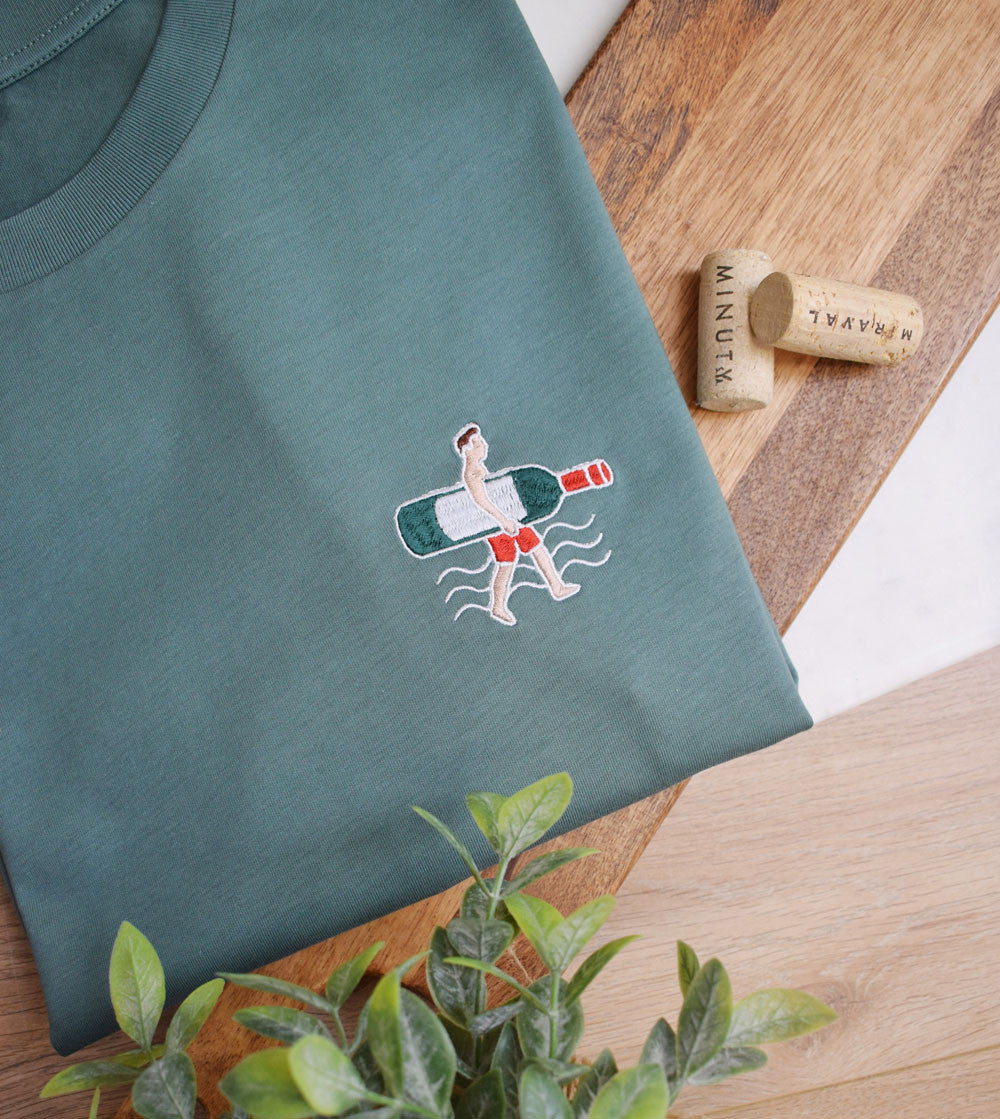 Juste Un T-shirt T-shirts Brodés Surf Vin t-shirt brodé coloris au choix