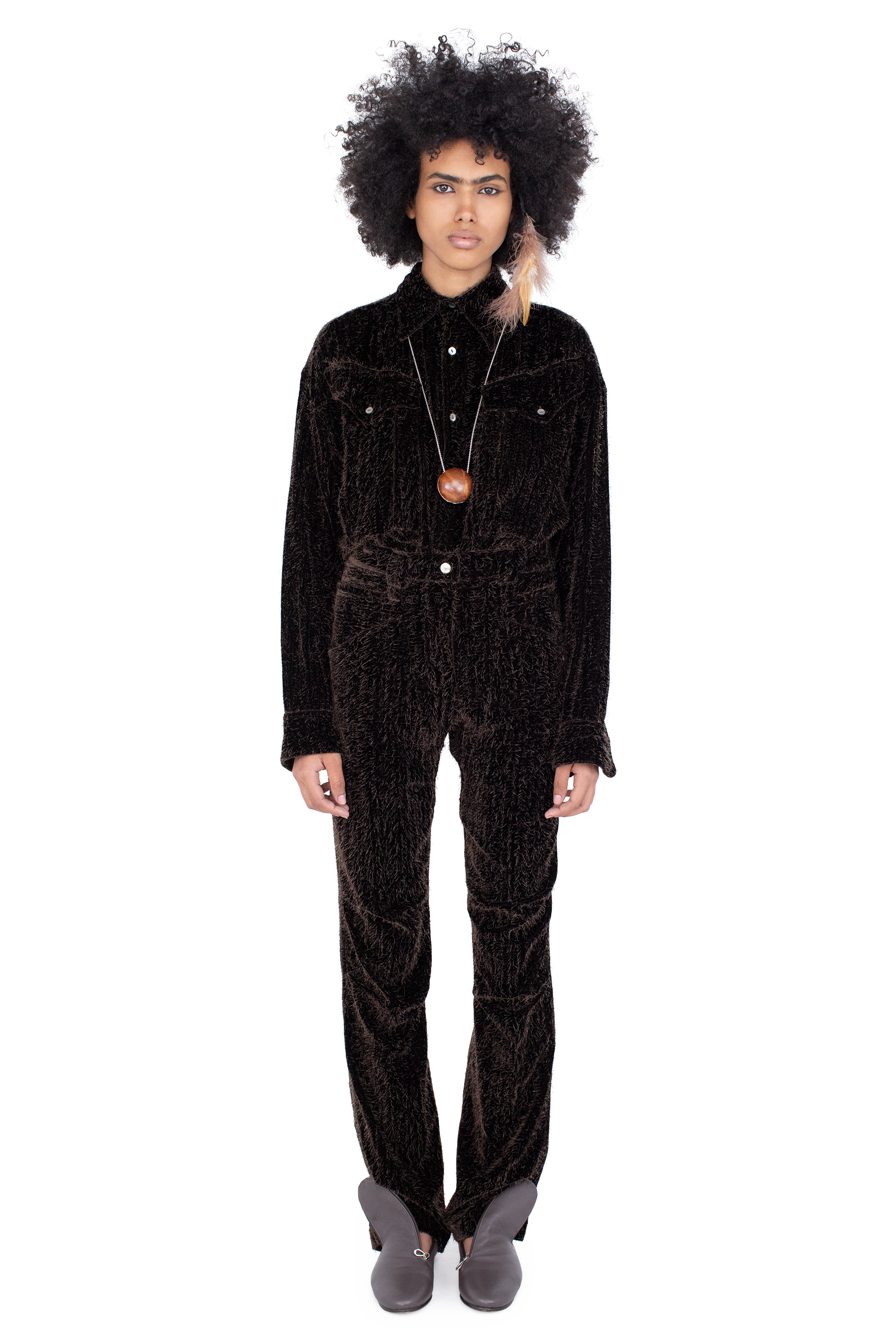 Kiko Kostadinov Bottoms CASSOWARY Trousers Hickory 34 en velours