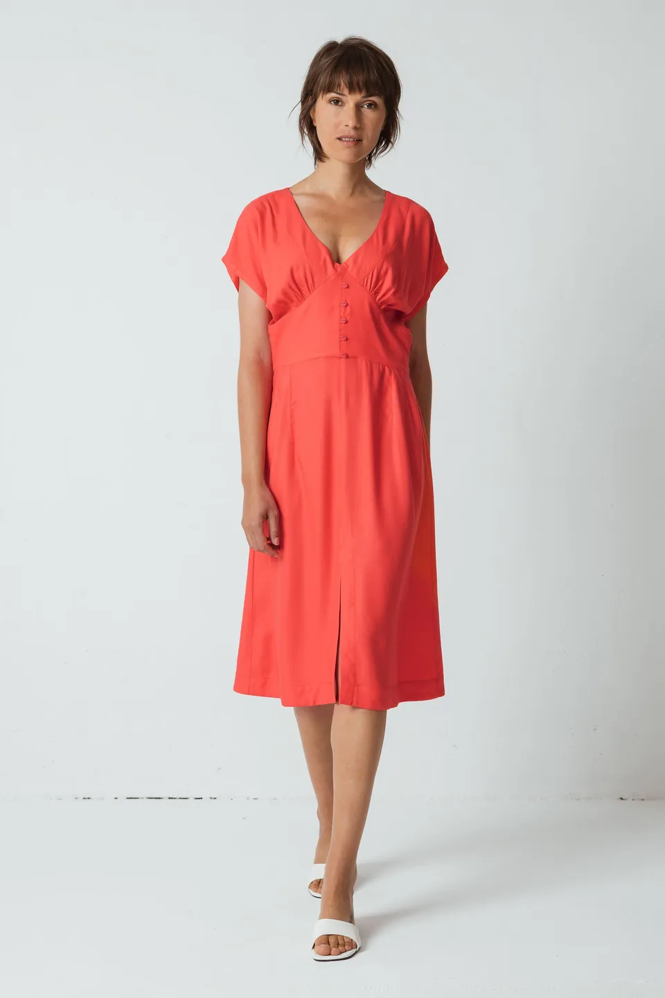 SKFK Robes Andone robe midi corail en EcoVero