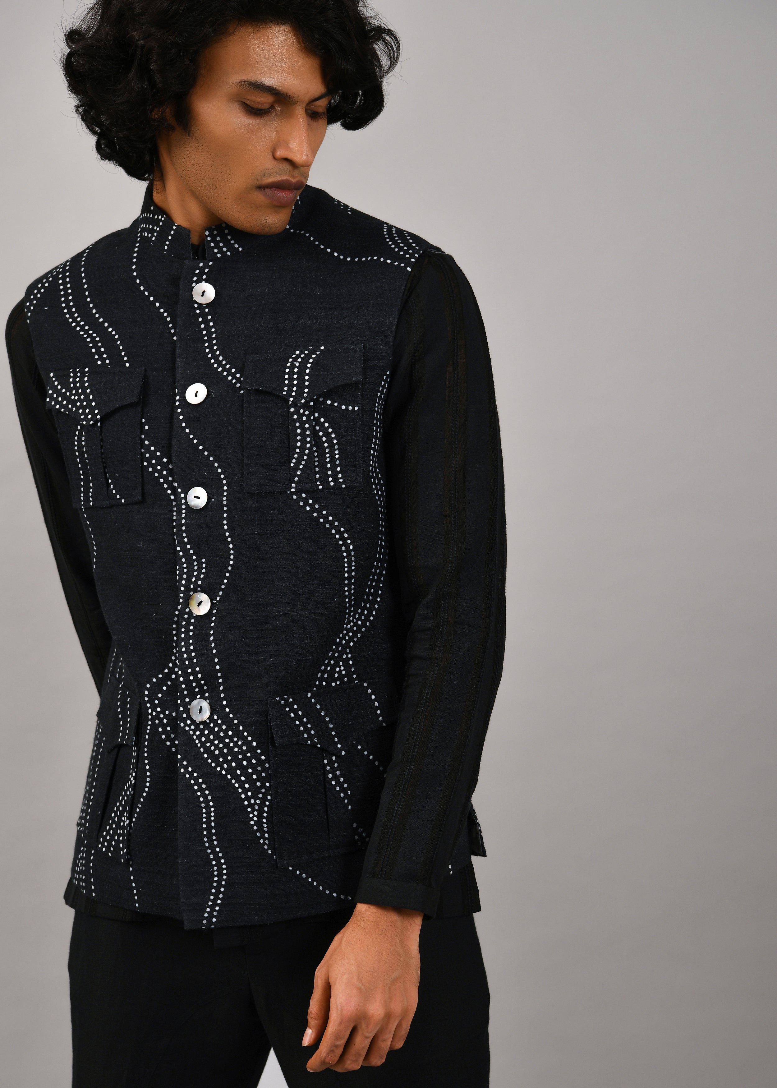 COUNTRYMADE Nehru Jackets Constellation Safari Printed Bundi veste coton soie