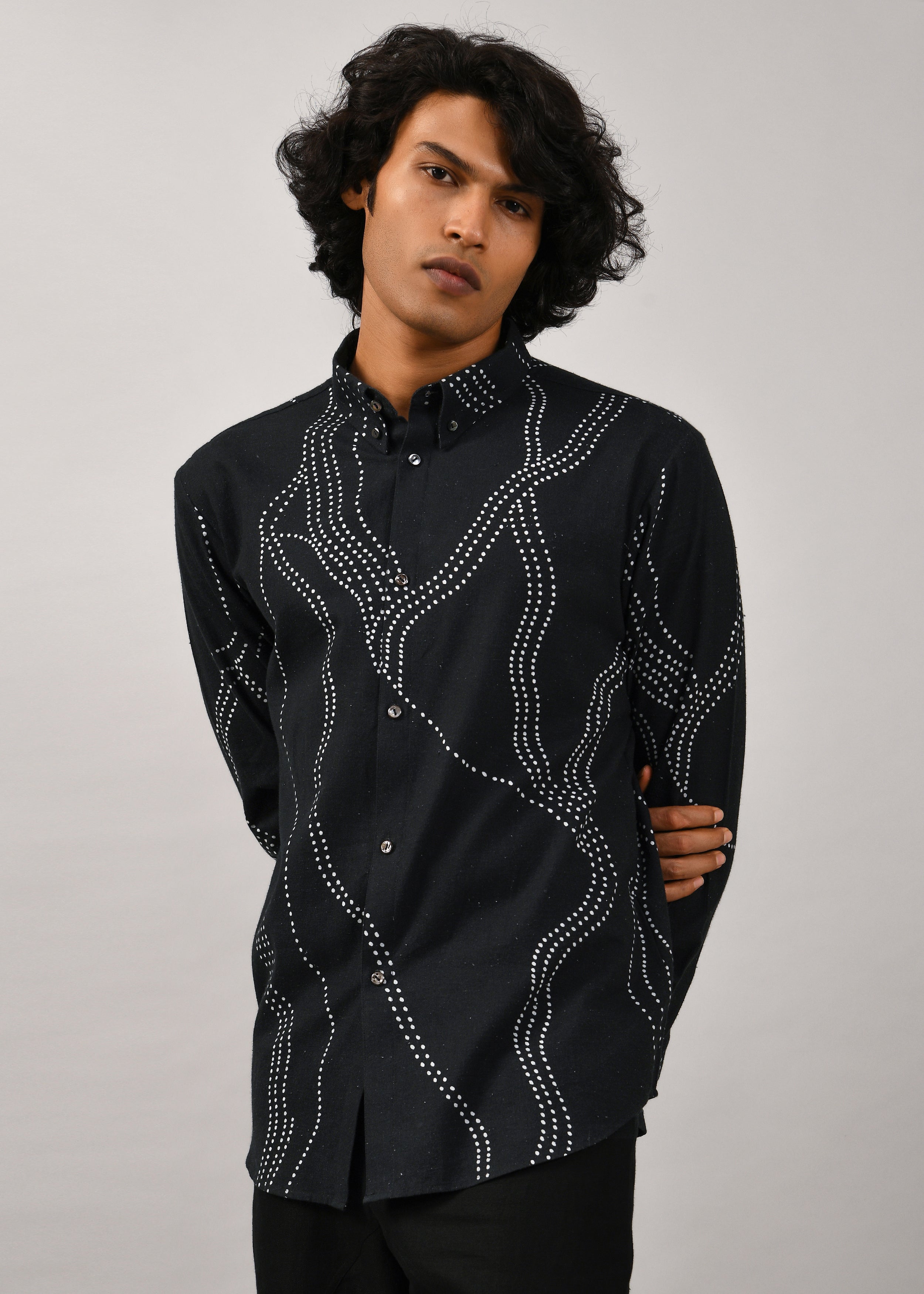 COUNTRYMADE Shirts Constellation Print Shirt chemise noire en coton imprimé