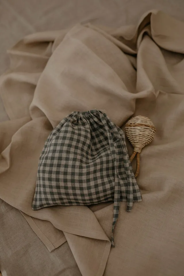 Laumė linen Home Edit Kristen sac de rangement en lin beige rayé 11 pièces