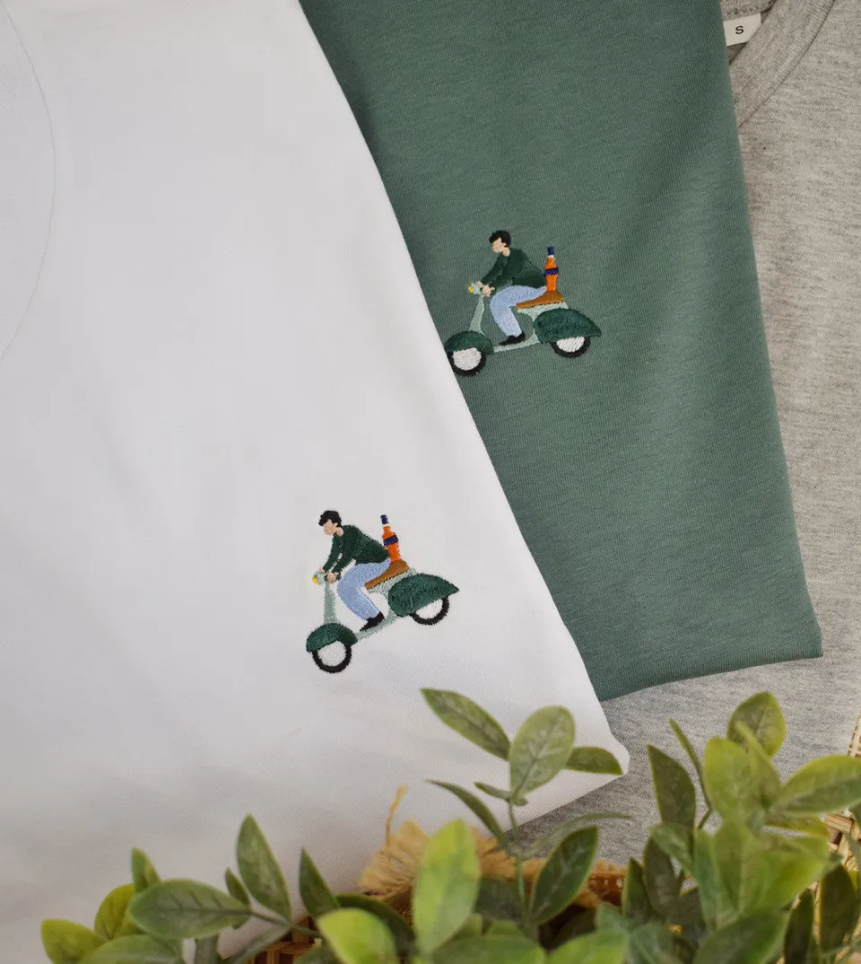 Juste Un T-shirt T-shirts Brodés VespApérol t-shirt brodé coton bio