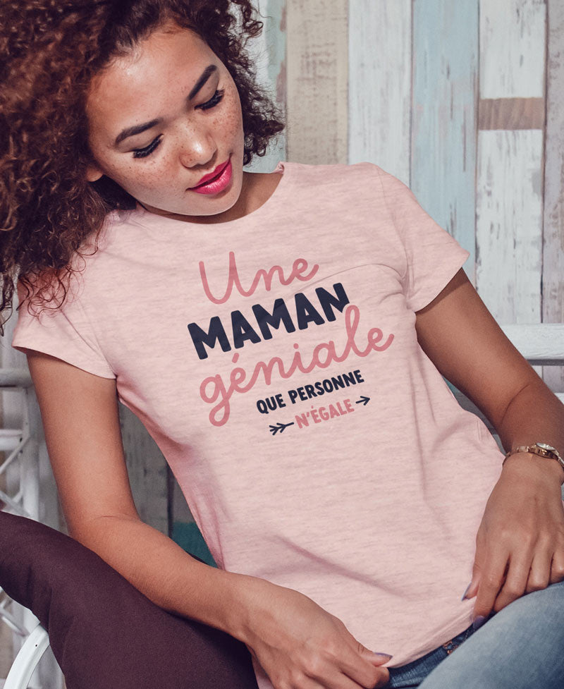 Juste Un T-shirt T-shirts Imprimés Une maman géniale t-shirt femme blanc