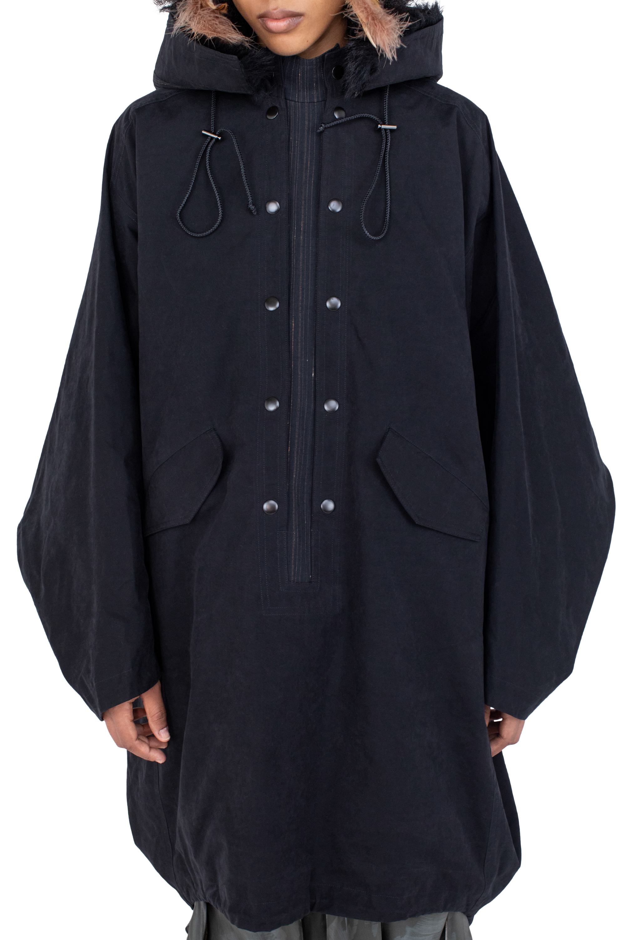 Kiko Kostadinov Outerwear BITTERN poncho Onyx Black capuche amovible