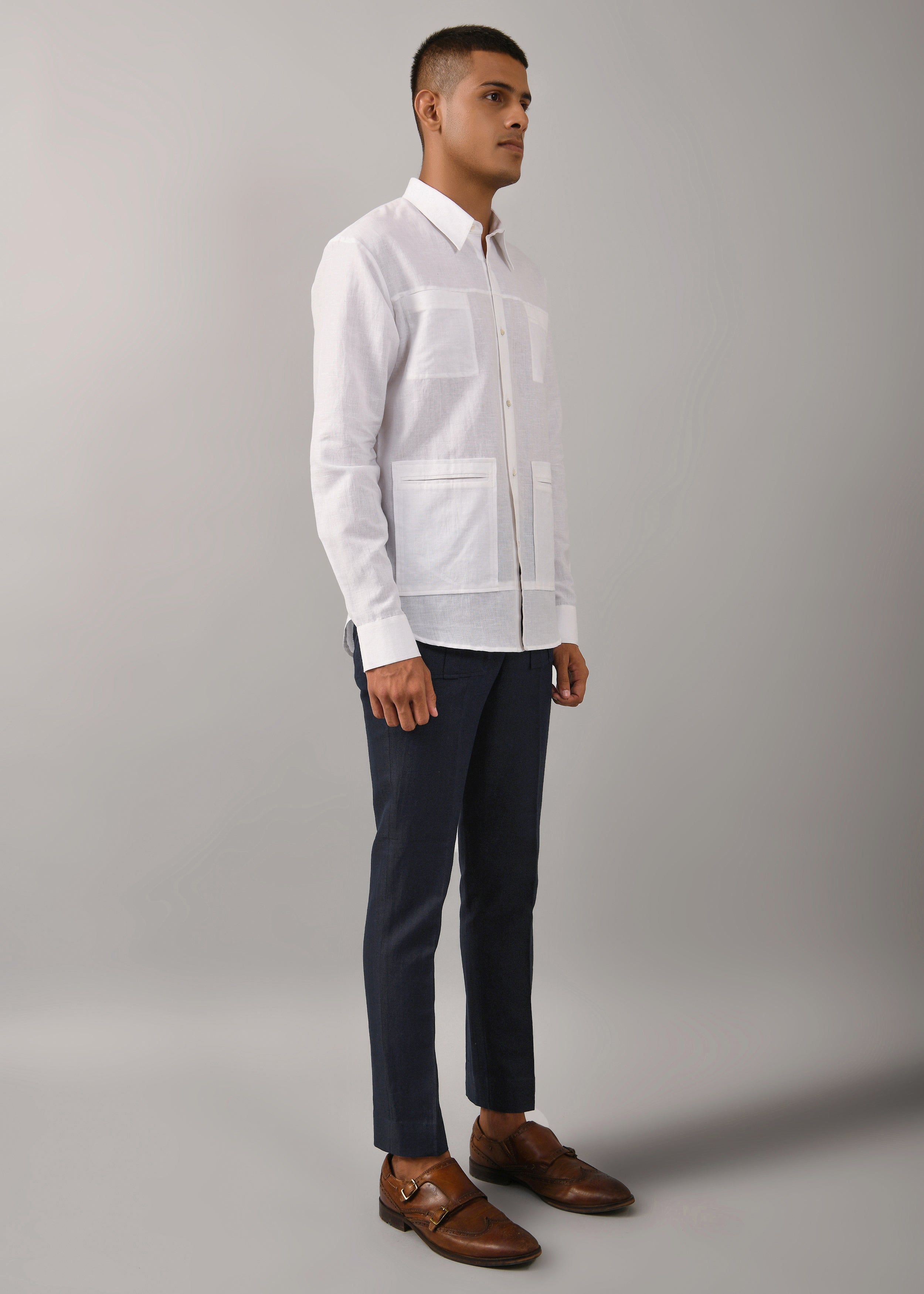 COUNTRYMADE Shirts Classic 4 pocket shirt chemise blanche coton lin 4 poches