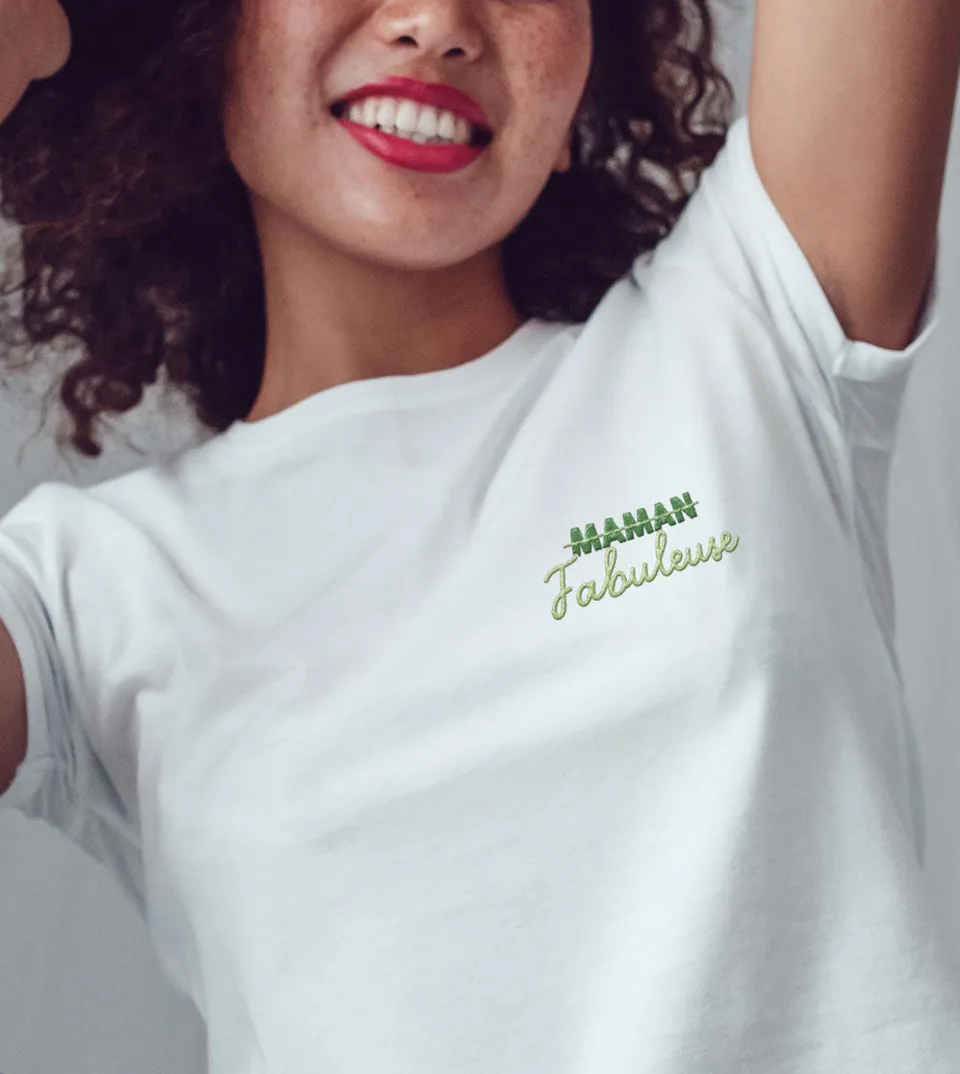 Juste Un T-shirt T-shirts Brodés Maman Fabuleuse t-shirt brodé coloris au choix