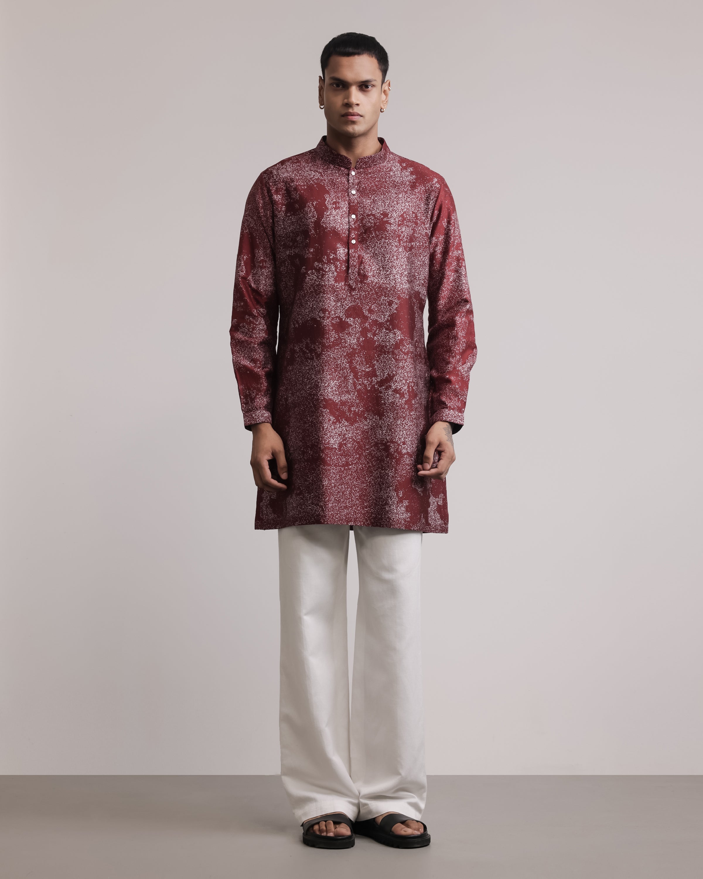 COUNTRYMADE Kurtas Dust Print Silk Kurta kurta en soie imprimé