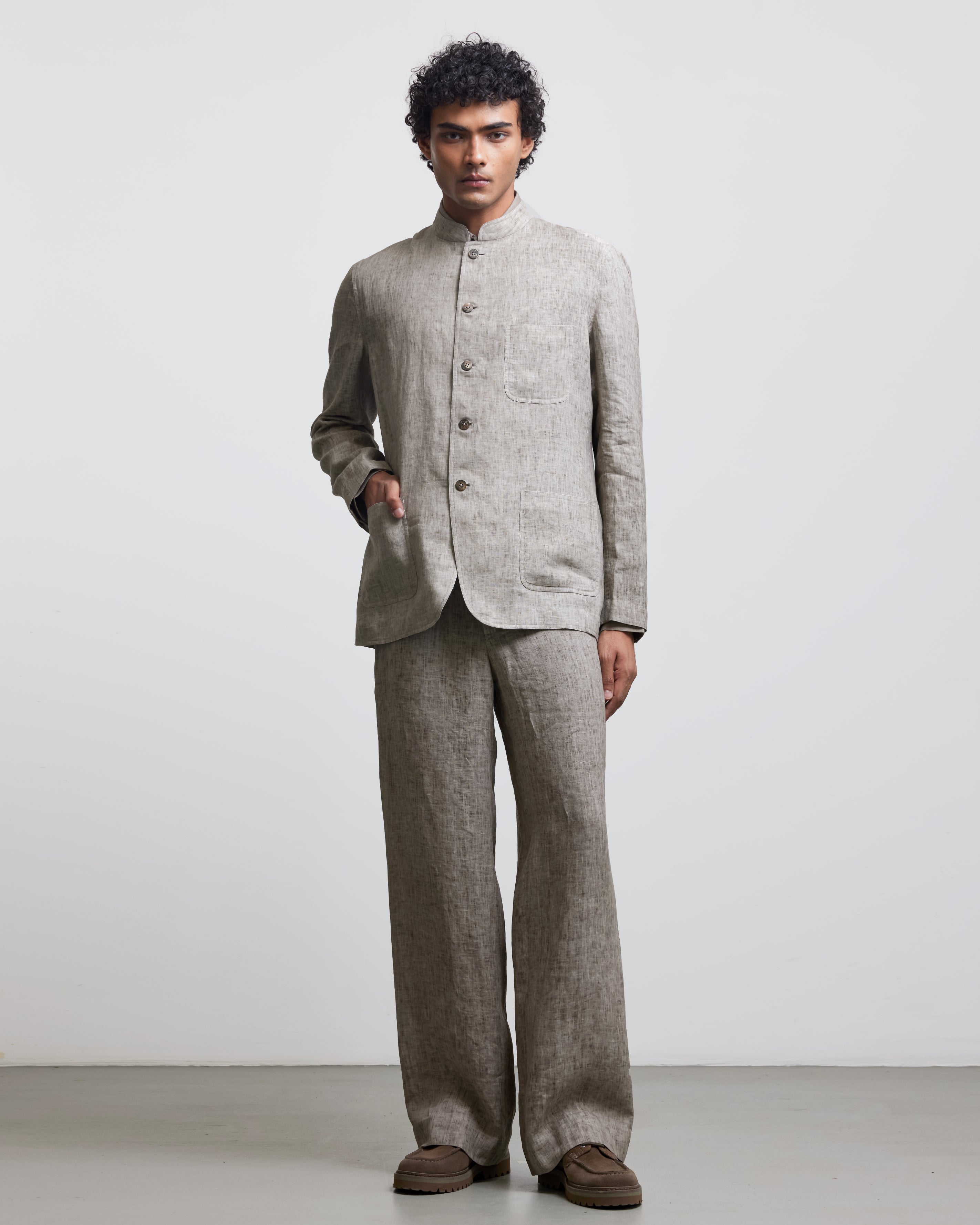 COUNTRYMADE Trousers STONE FADED GRAY TROUSERS pantalon en lin gris délavé