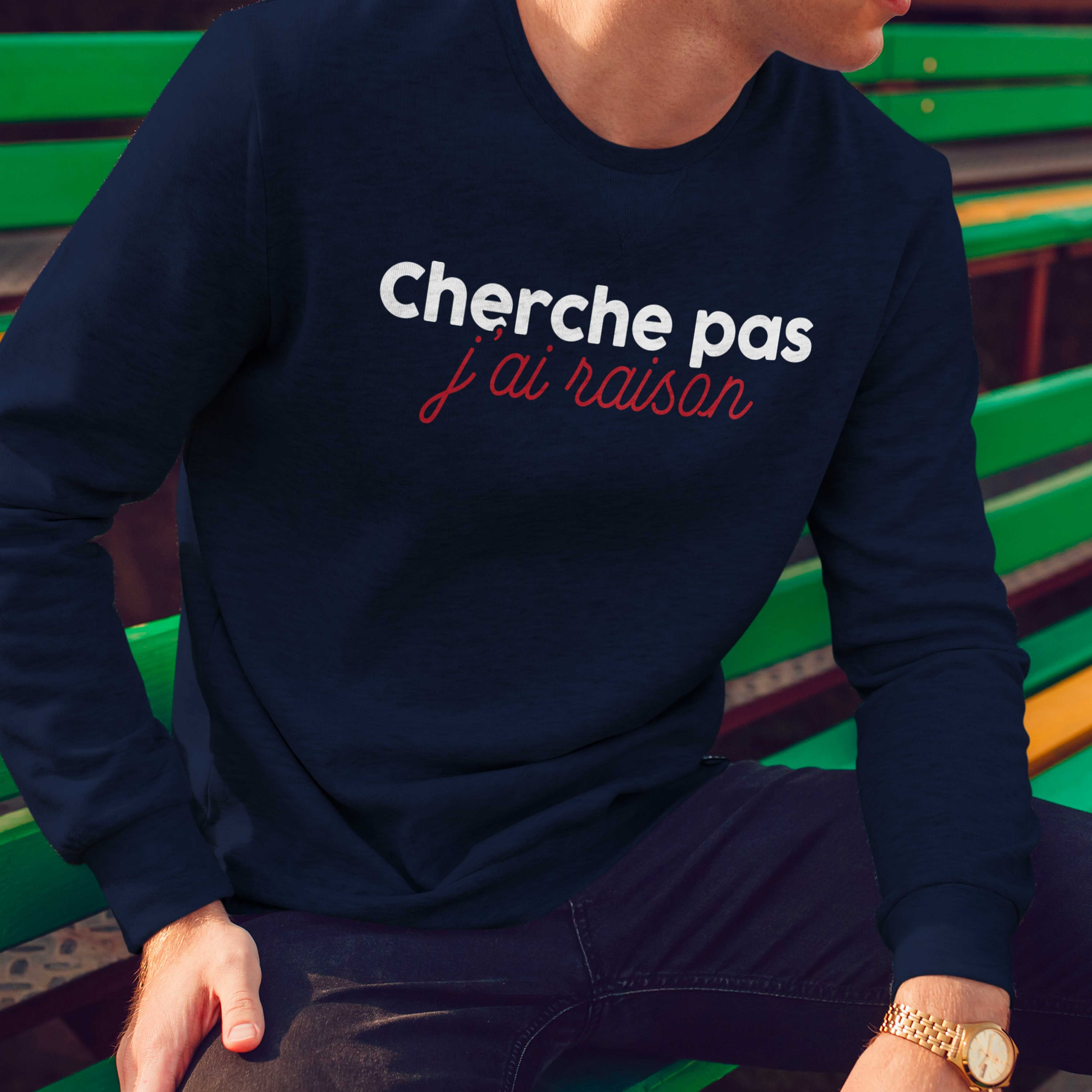Juste Un T-shirt Sweats Imprimés Cherche pas j’ai raison sweat gris chiné